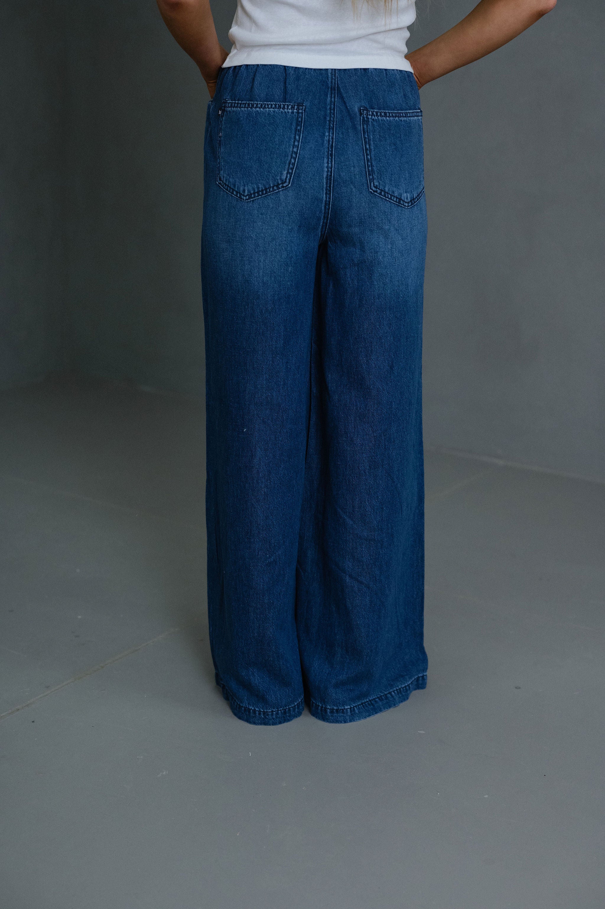 Reid Palazzo Jeans-Dark