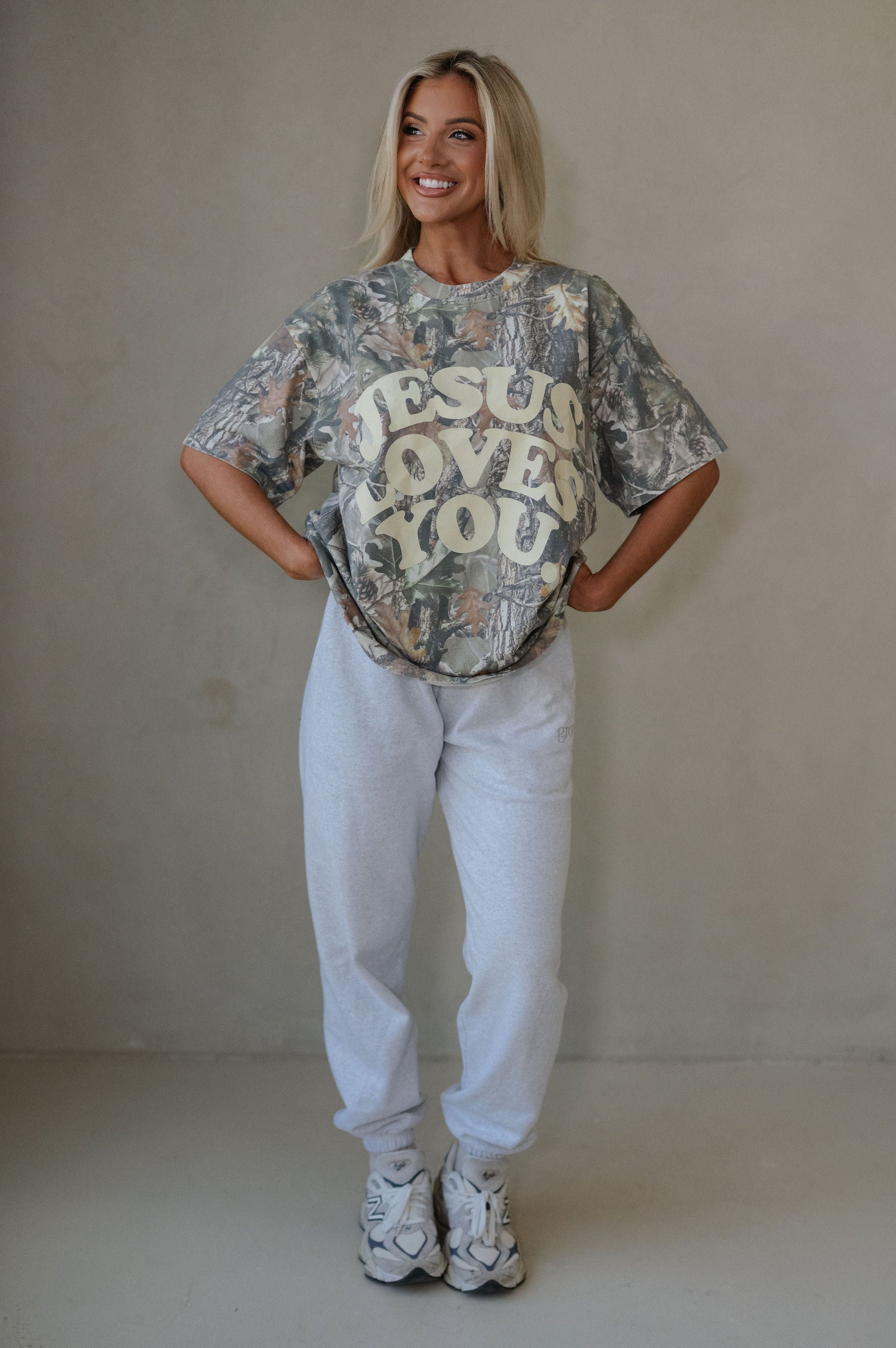 Jesus Loves You Oversized Tee-Camo