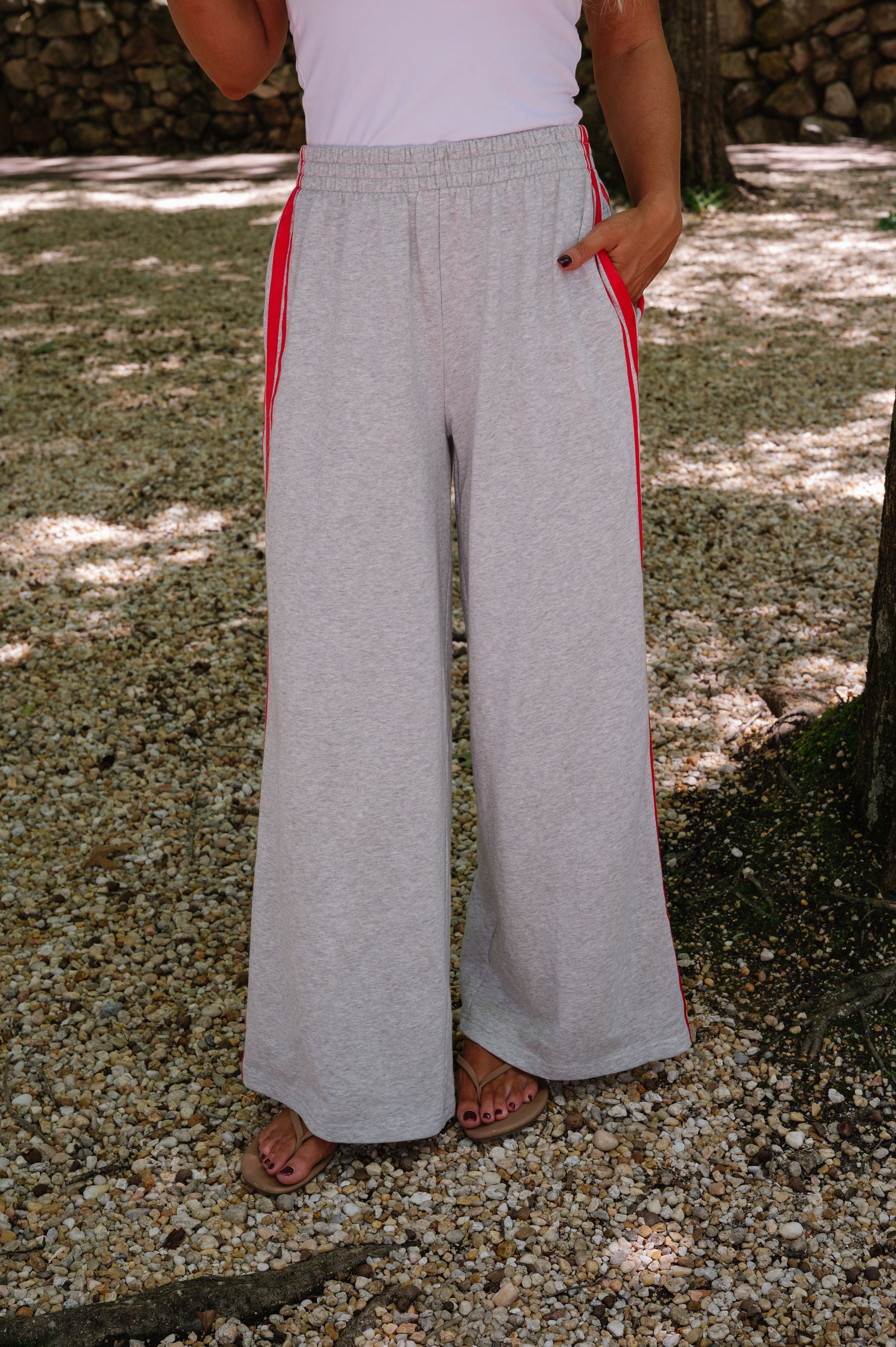 Janie Side Stripe Sweatpants-Grey