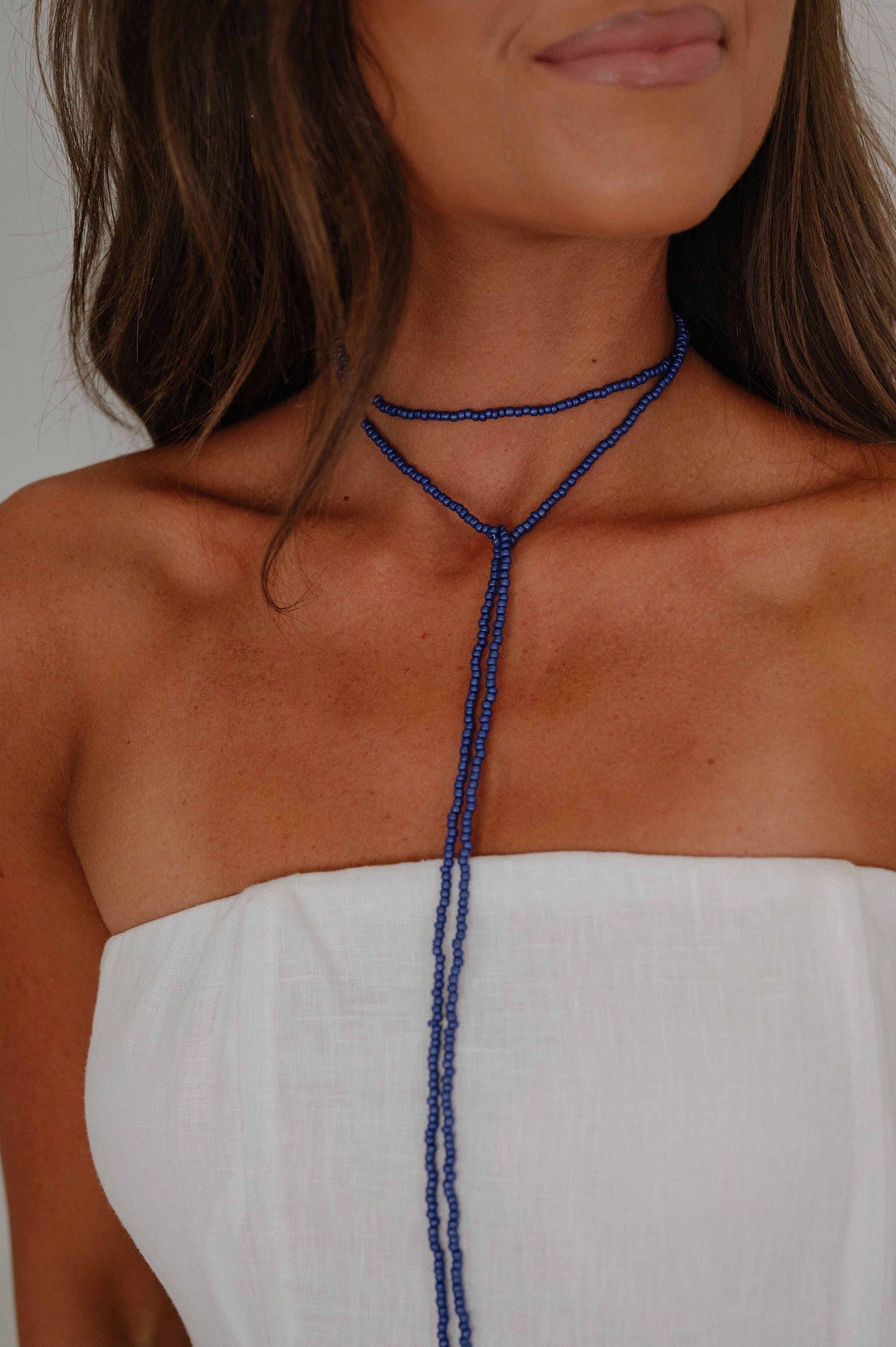 Beaded Wrap Necklace-Navy