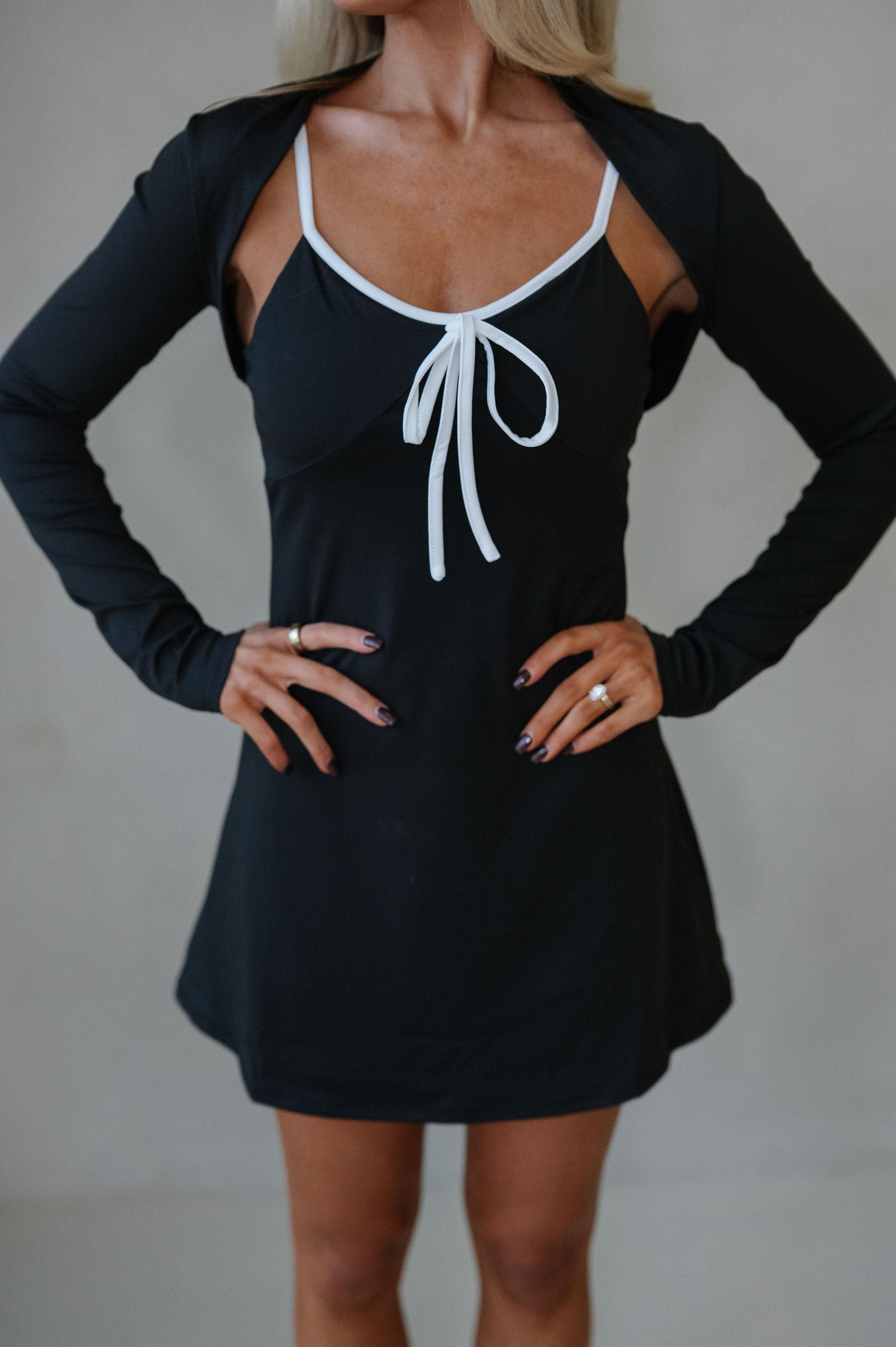 Emily Bow Dress And Bolero Set-Black