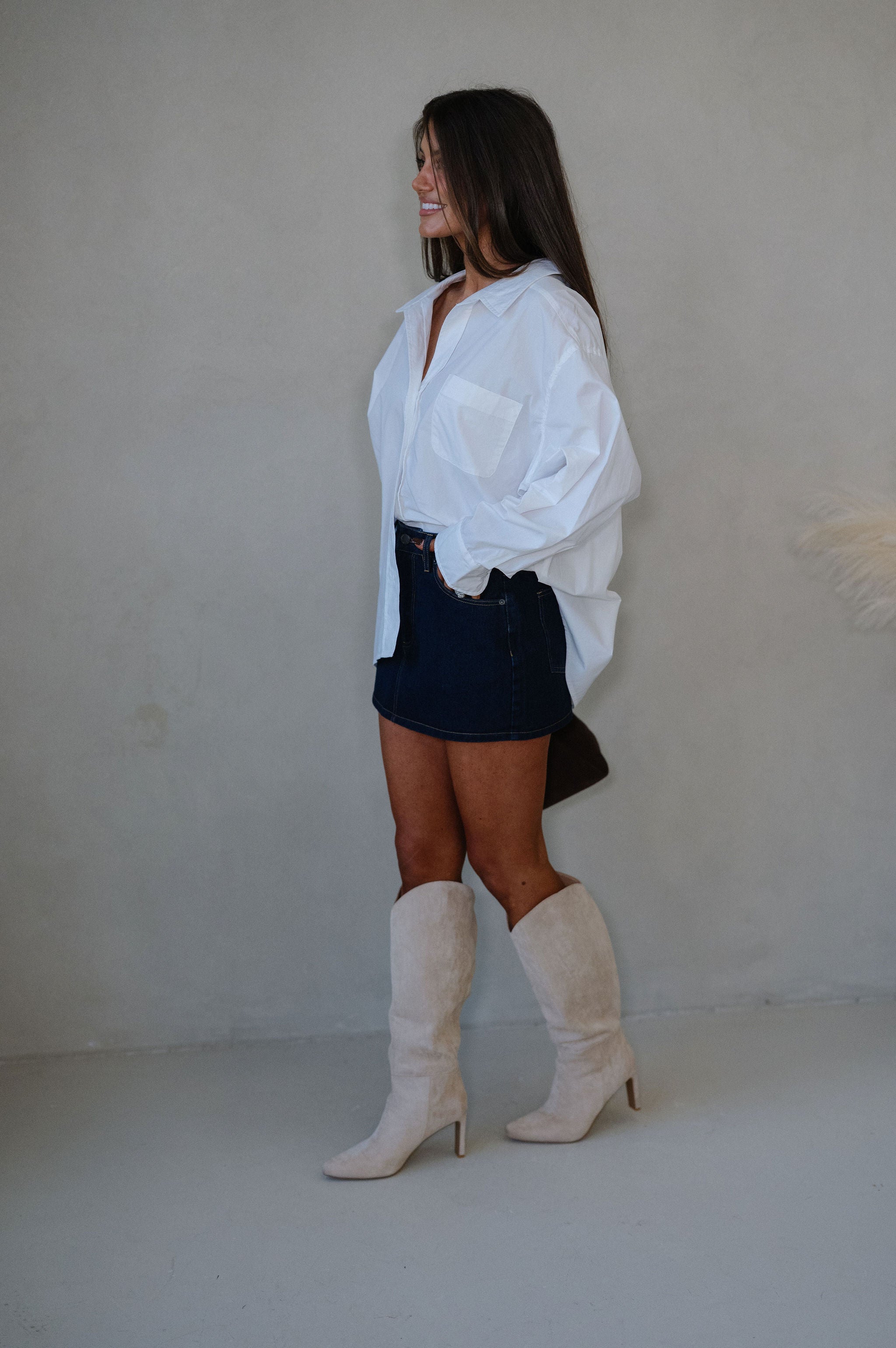 Mia Oversized Poplin Shirt-Off White