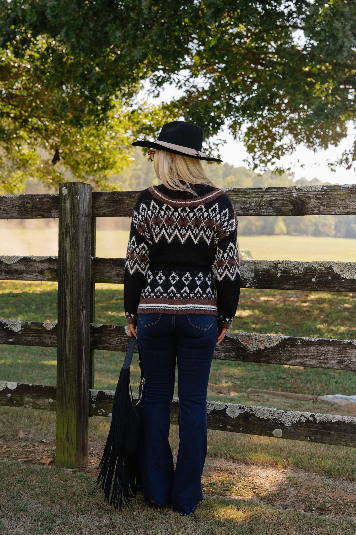 Alpine Tie Cardigan Sweater-Black Multi