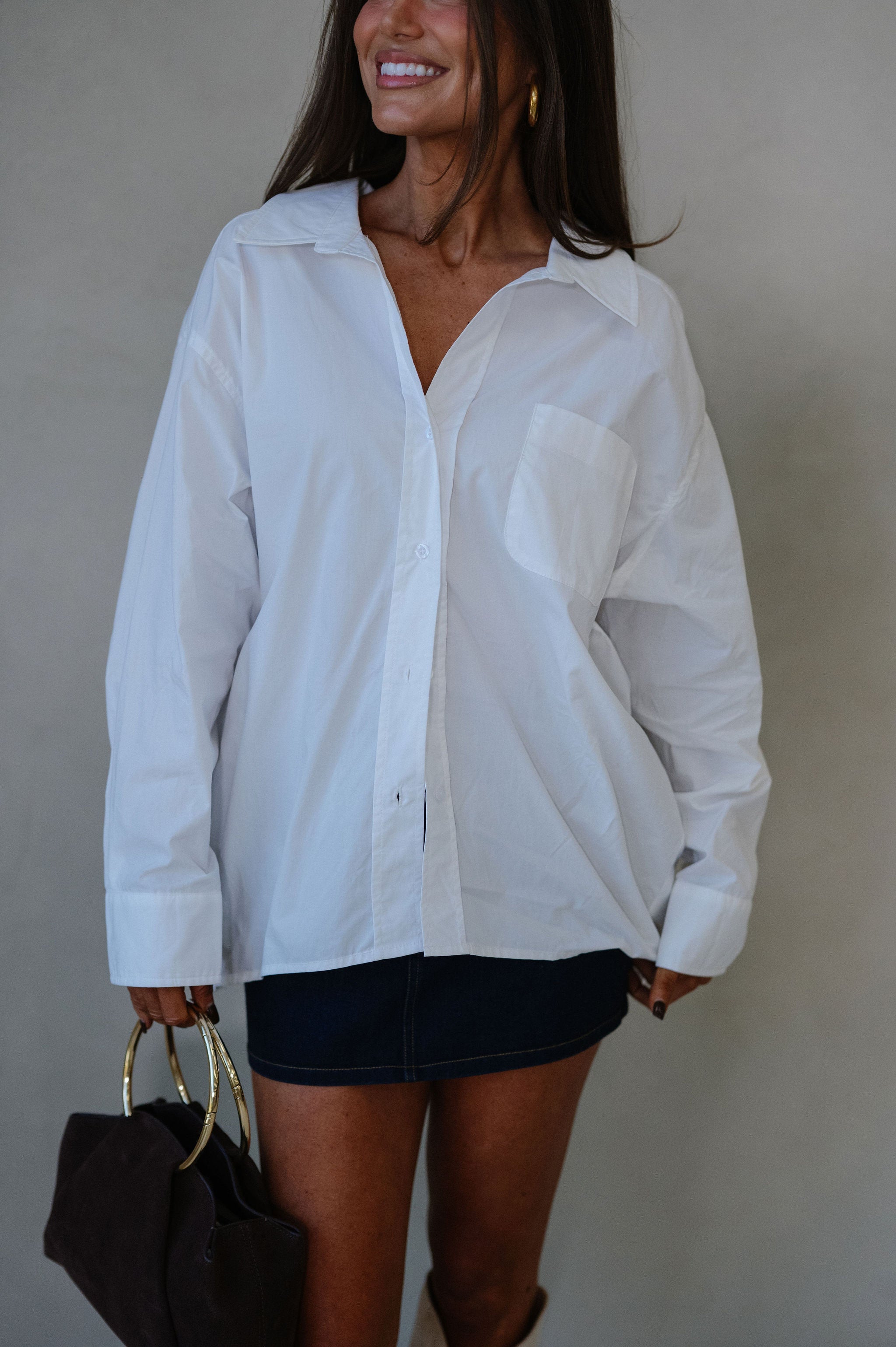 Mia Oversized Poplin Shirt-Off White