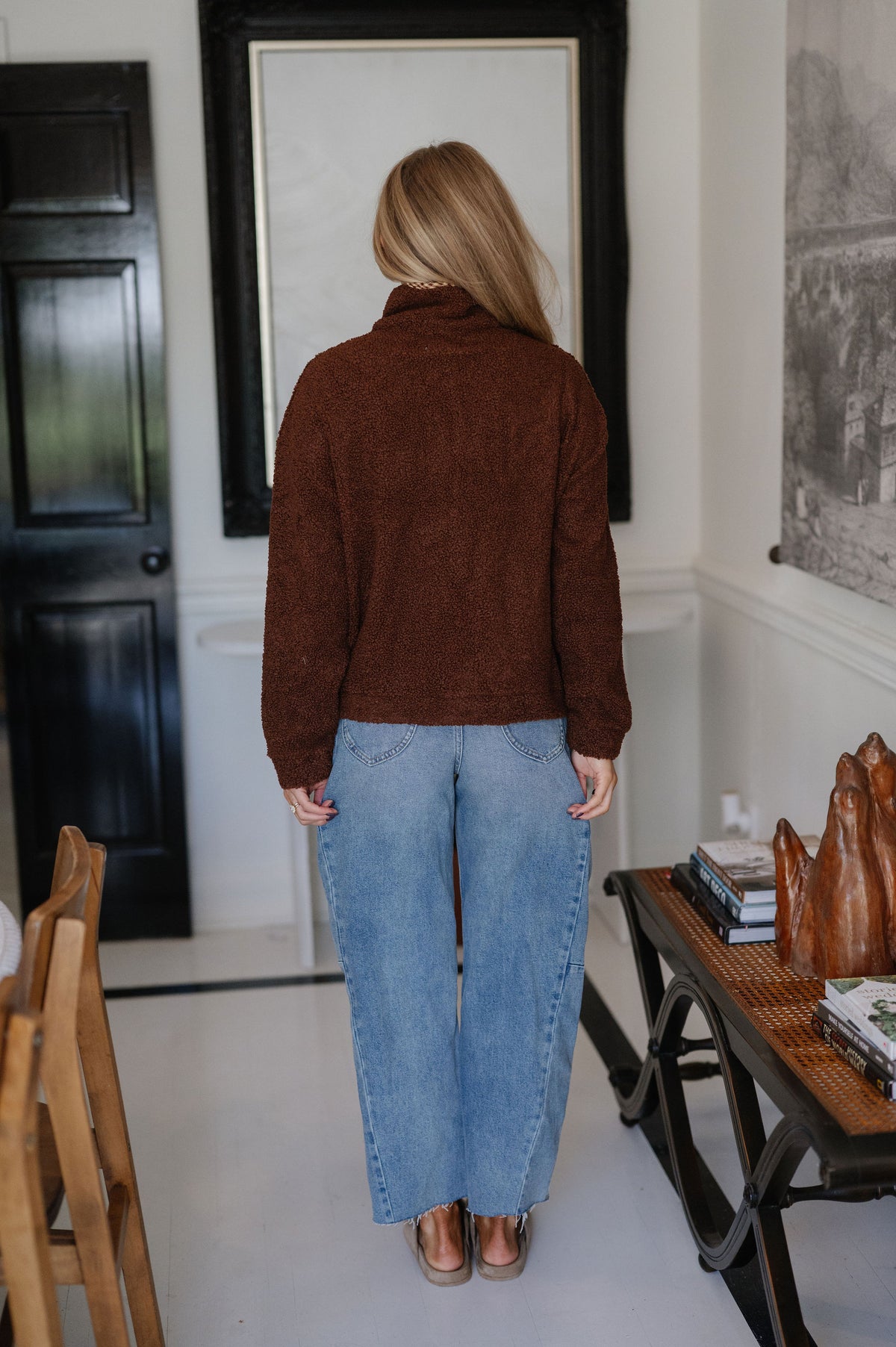 Madison Sherpa Pullover-Dark Brown
