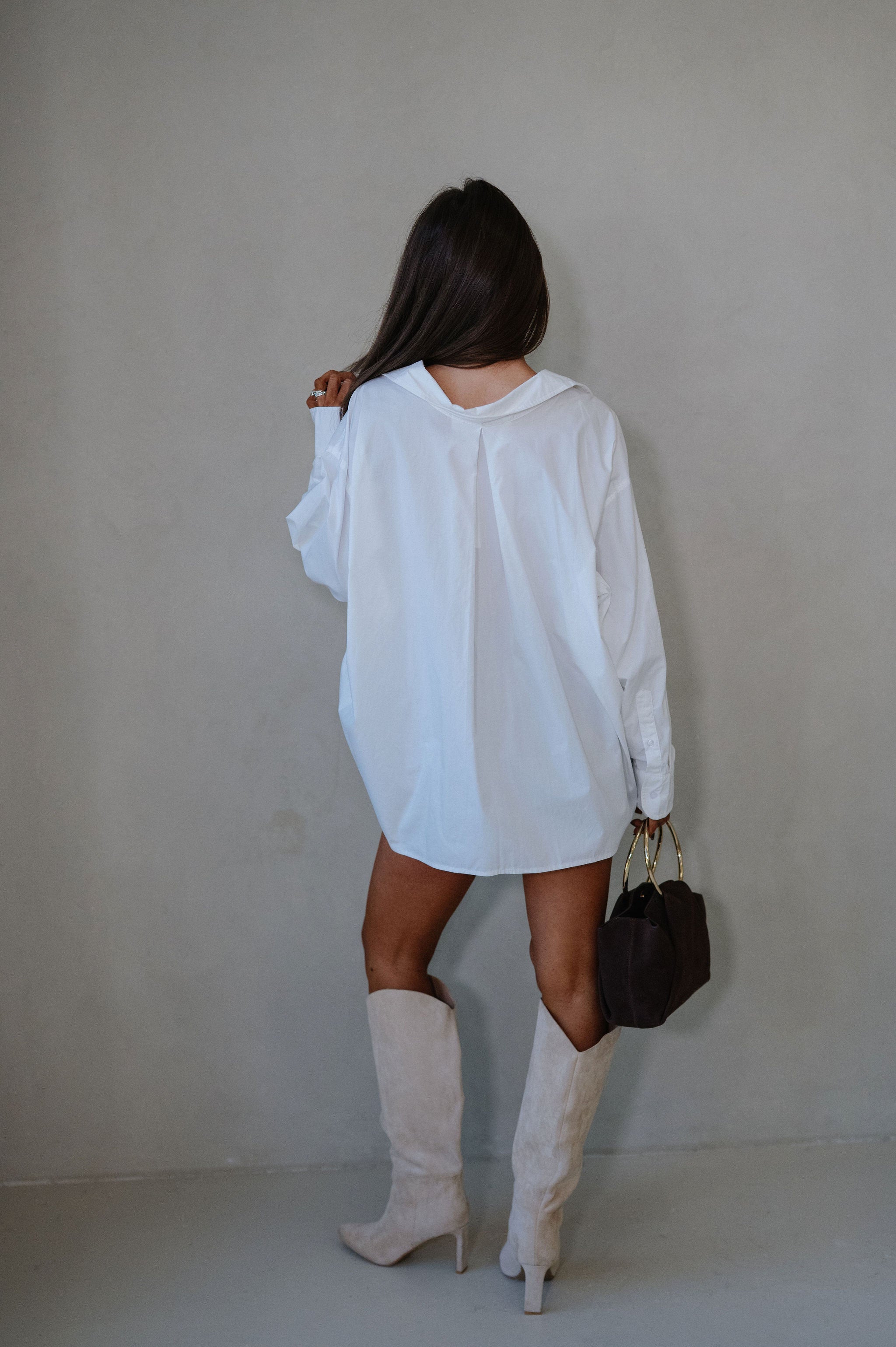 Mia Oversized Poplin Shirt-Off White