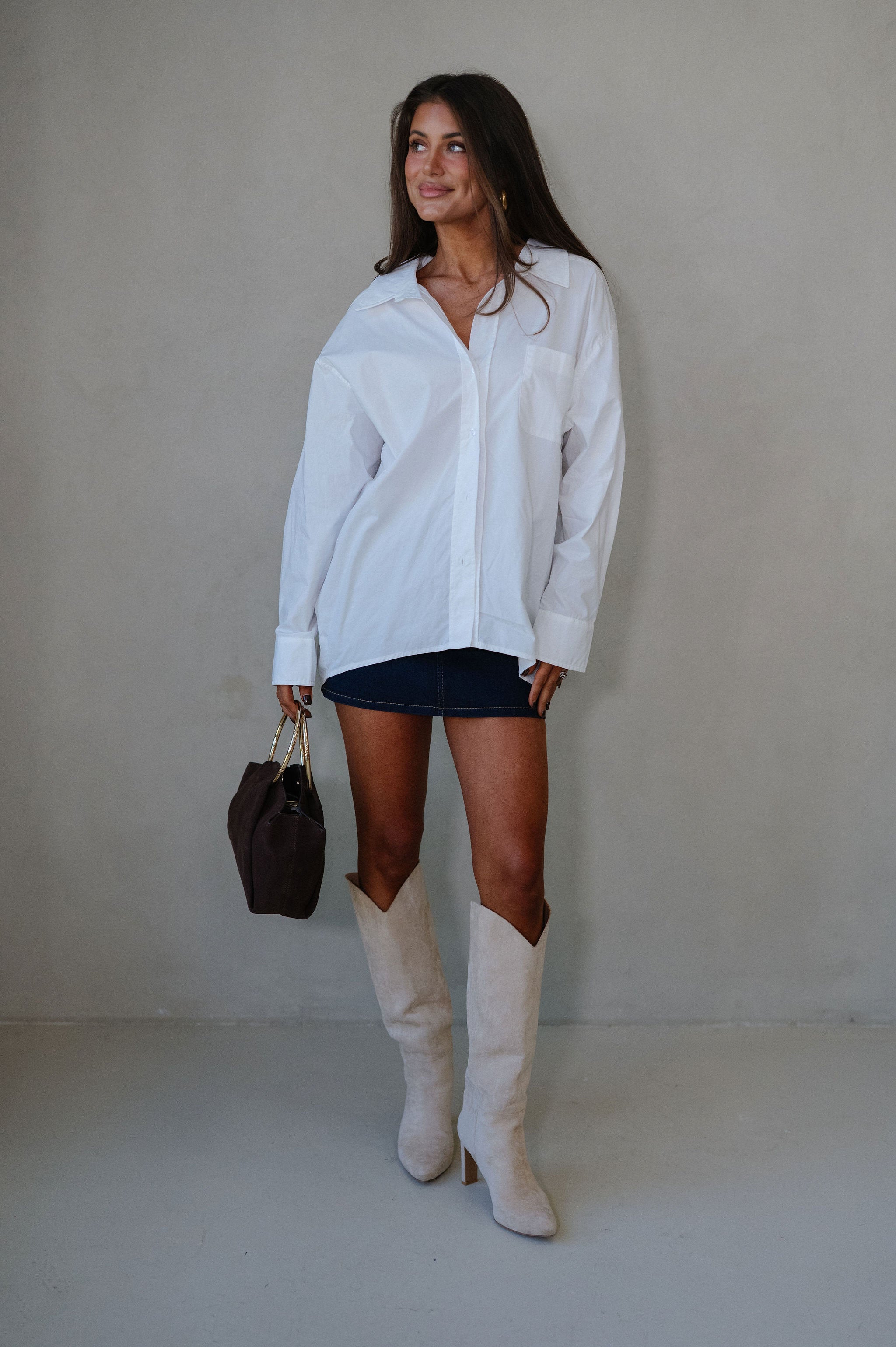 Mia Oversized Poplin Shirt-Off White