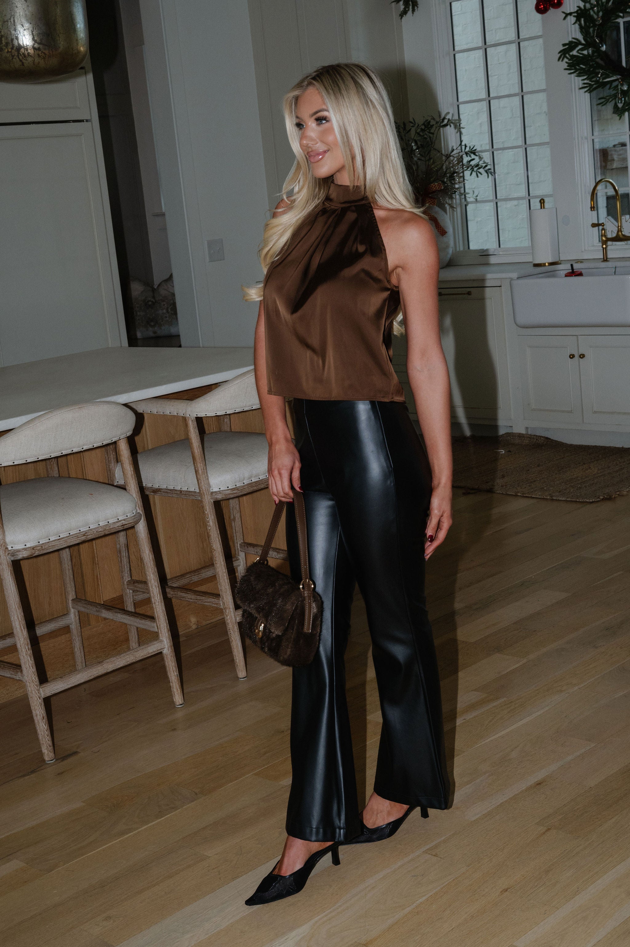 Marleigh Halter Top-Brown