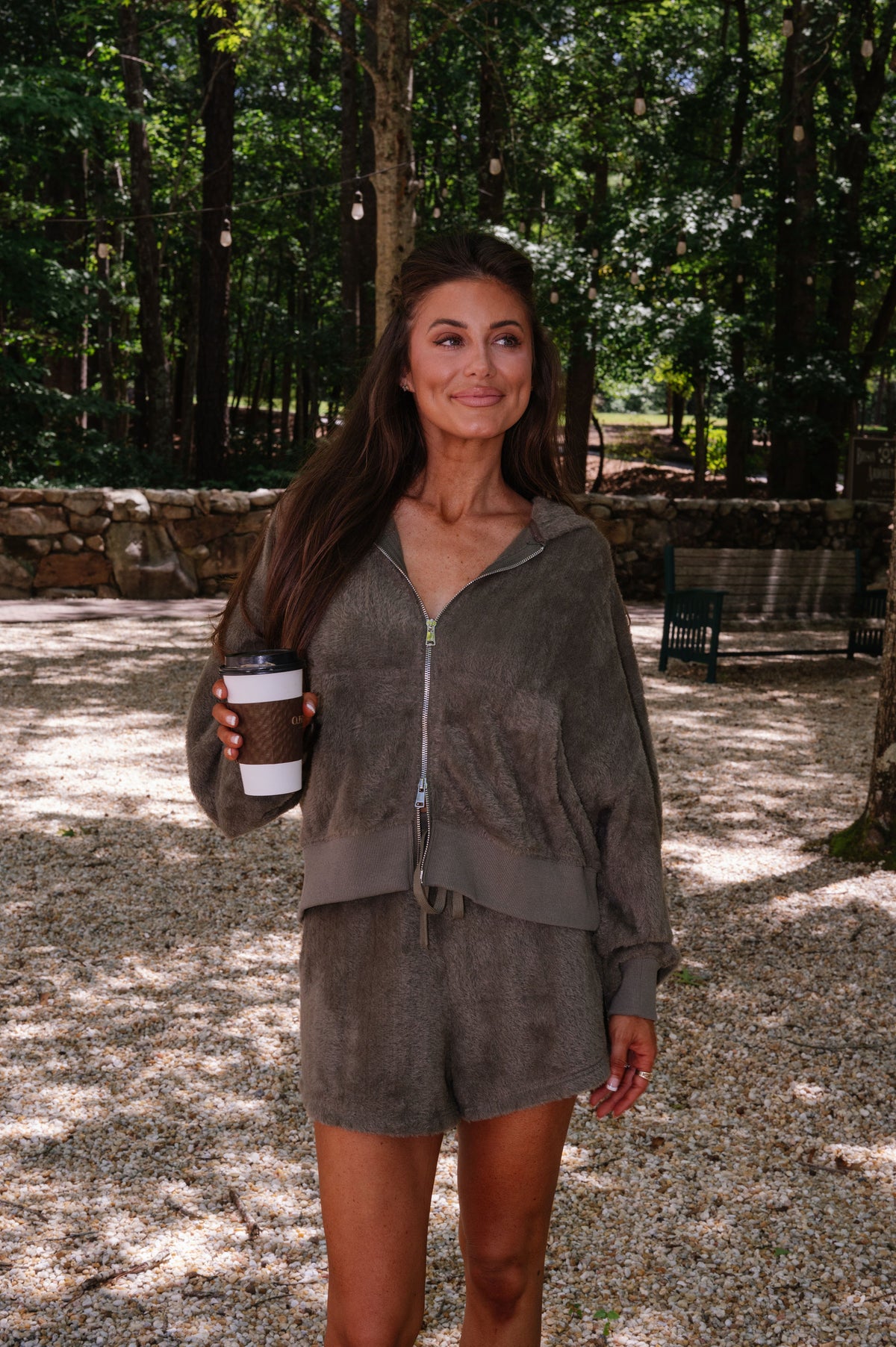 Fur Knit Short Set-Dusty Olive
