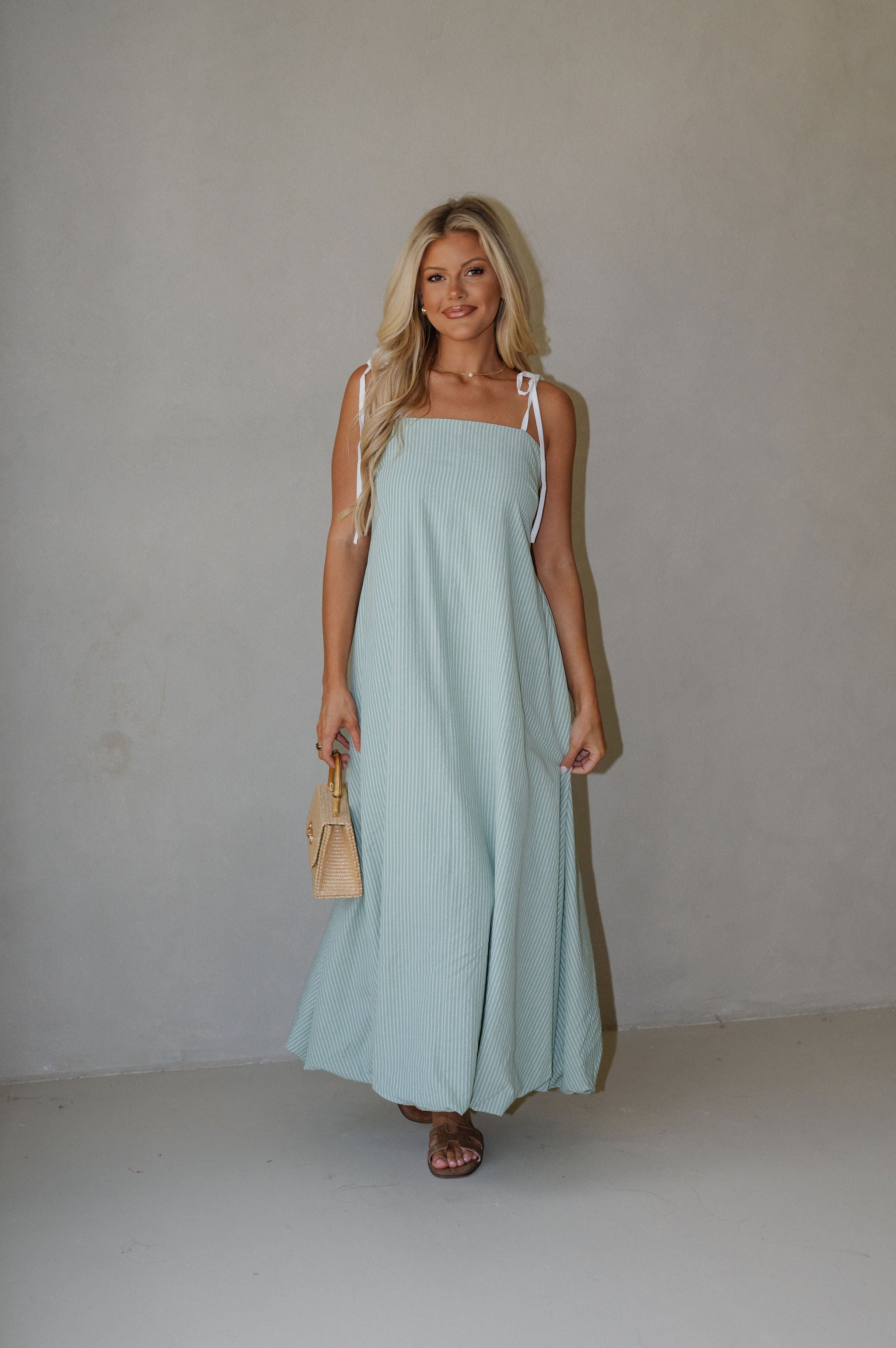 Lora Striped Maxi Dress- Sage