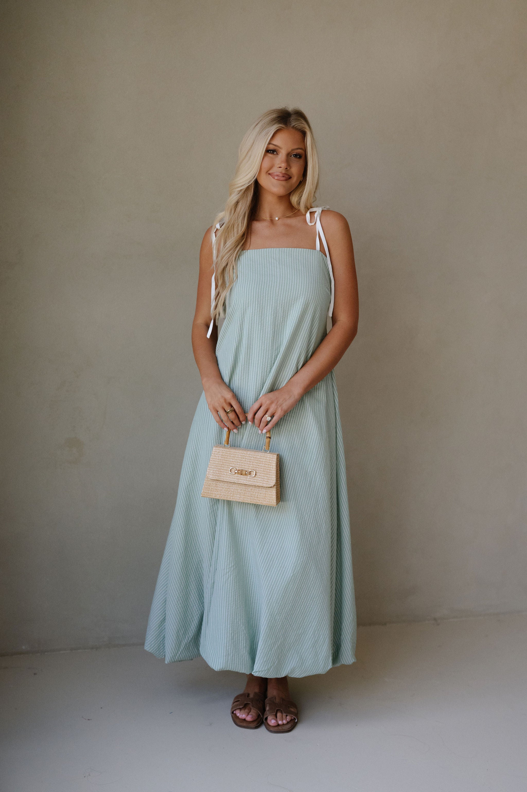 Lora Striped Maxi Dress- Sage