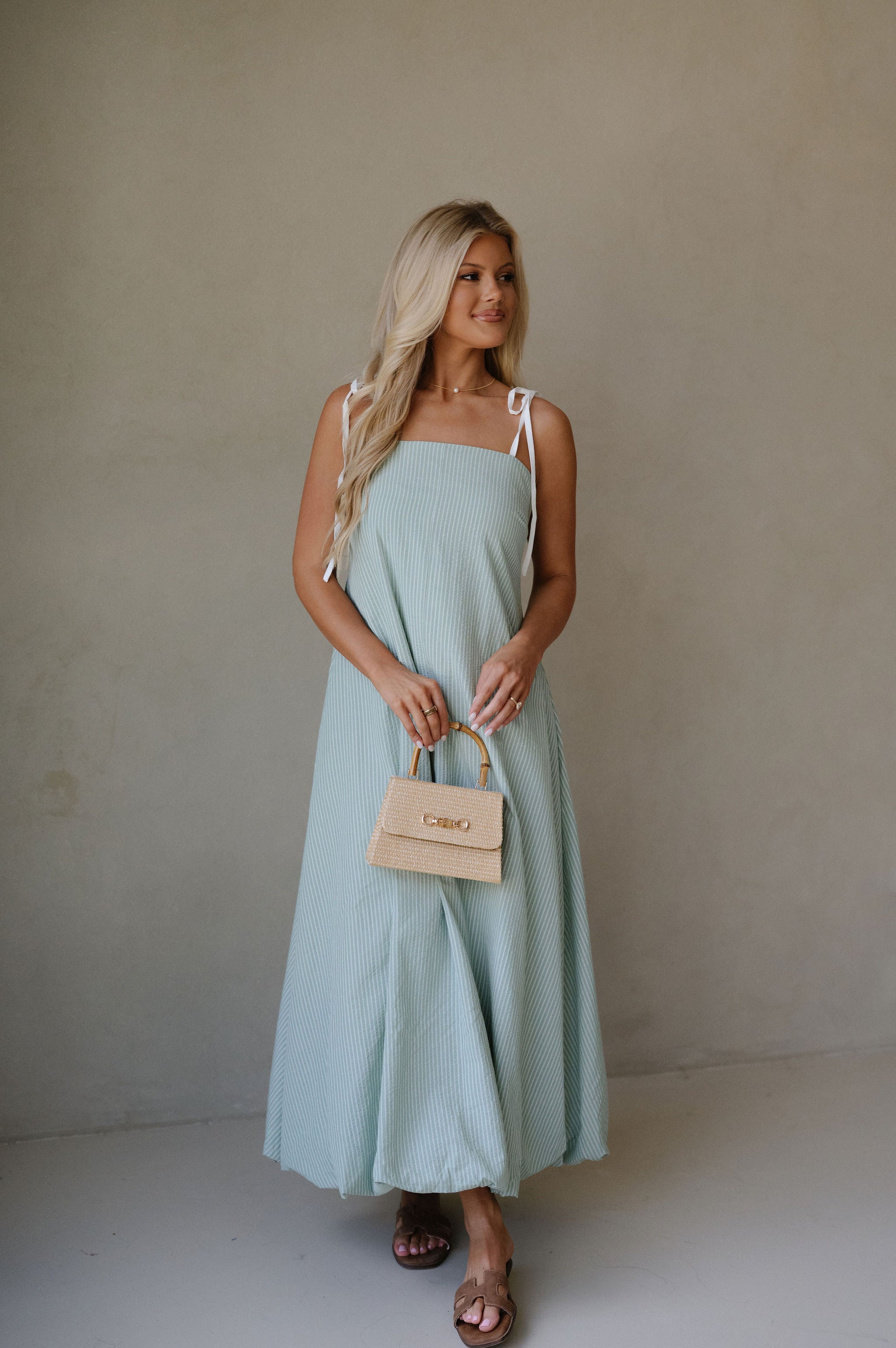 Lora Striped Maxi Dress- Sage