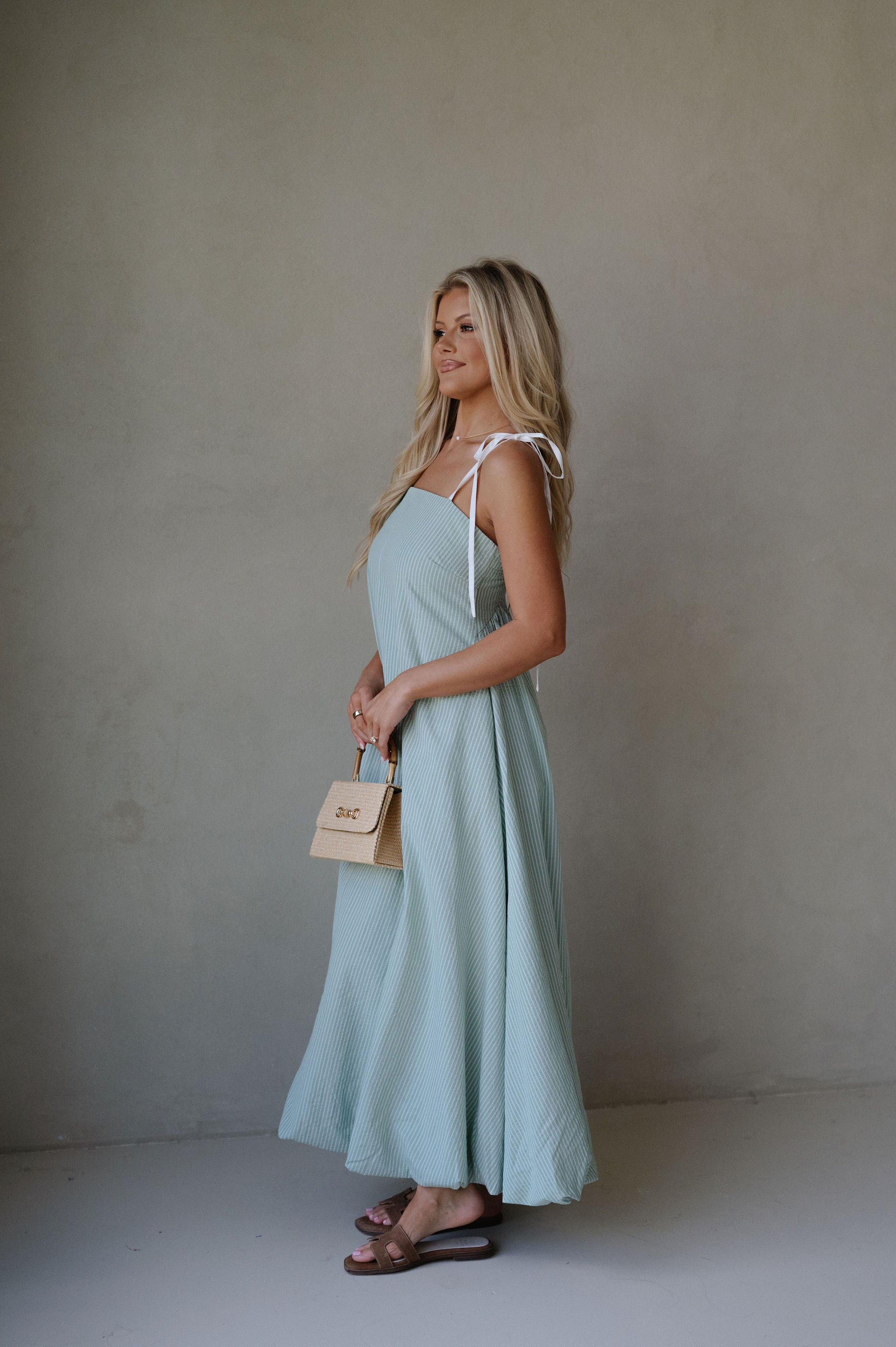 Lora Striped Maxi Dress- Sage