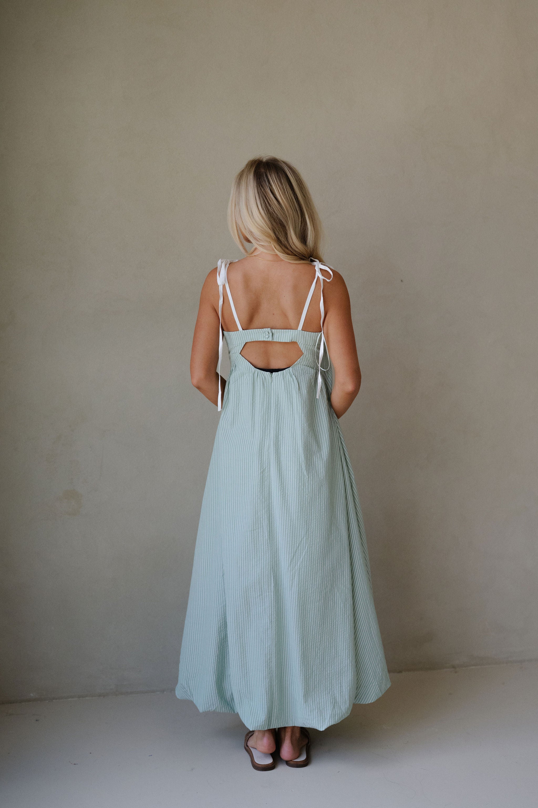 Lora Striped Maxi Dress- Sage