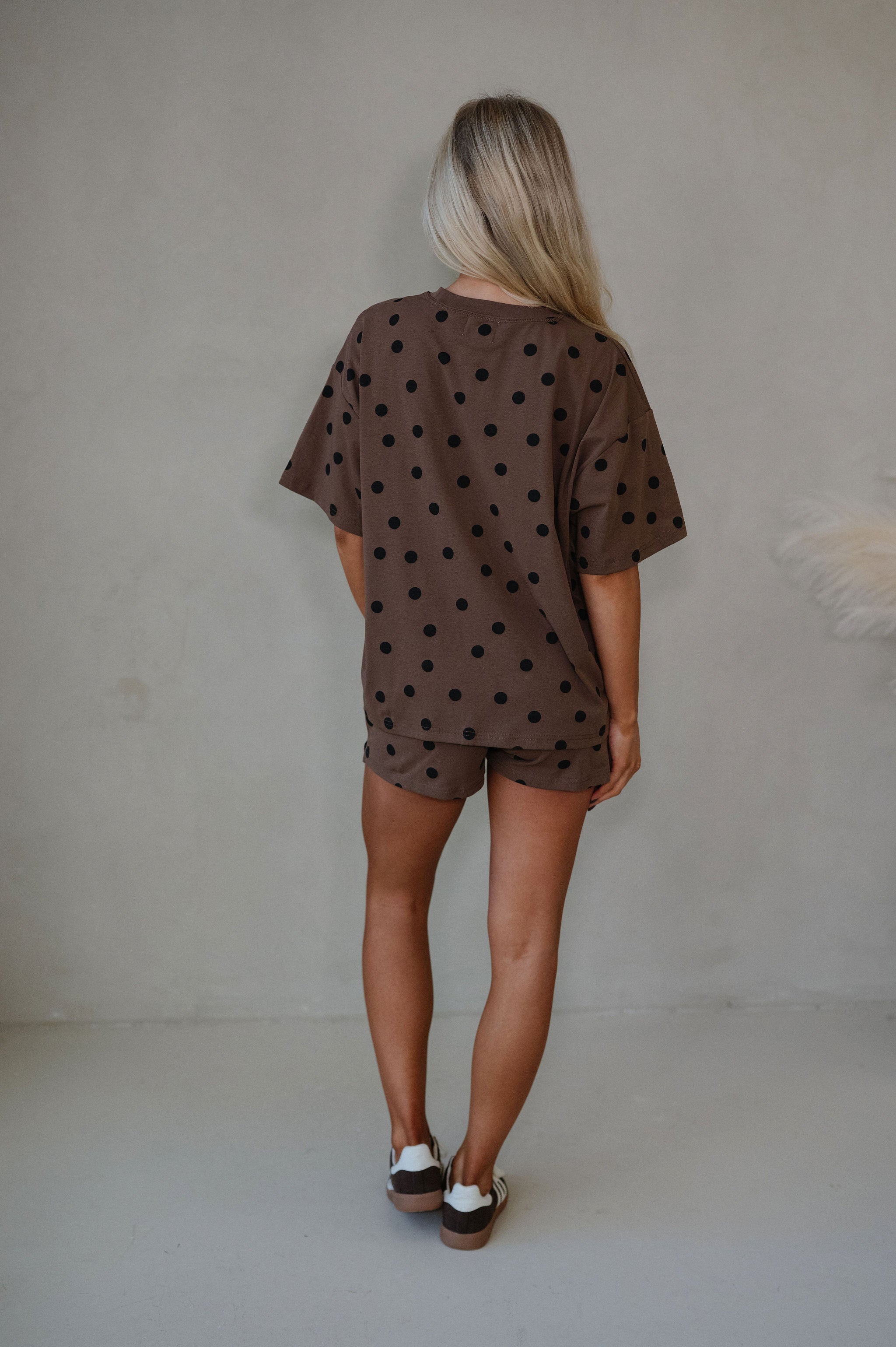 Hazel Polka Dot Short Set-Brown