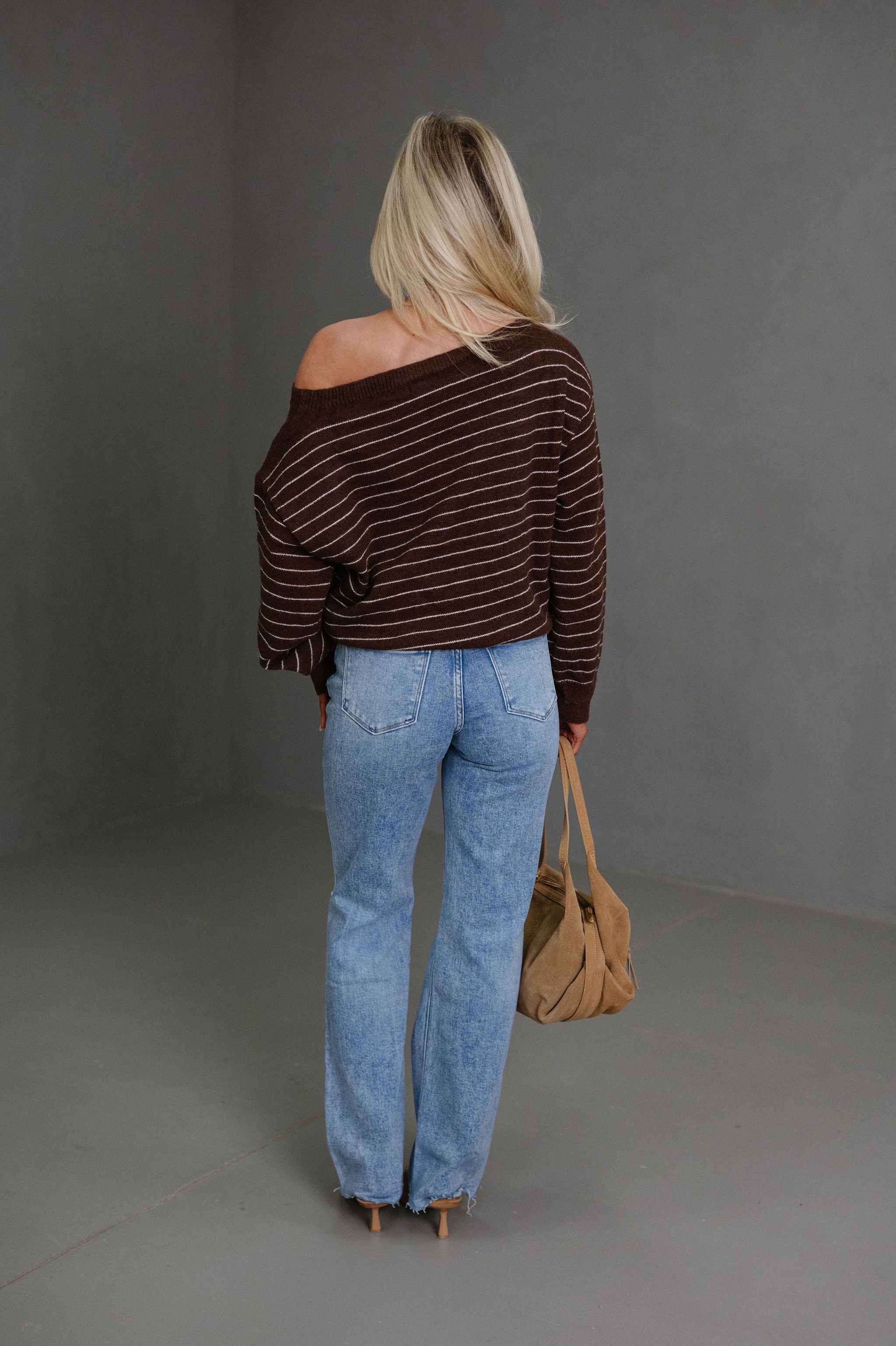 Kyndall Striped Sweater-Brown