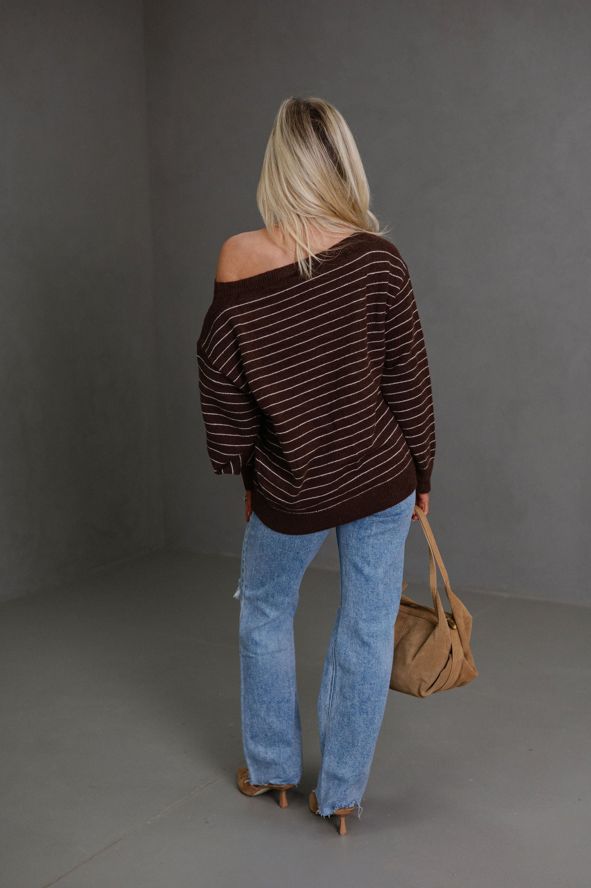 Kyndall Striped Sweater-Brown