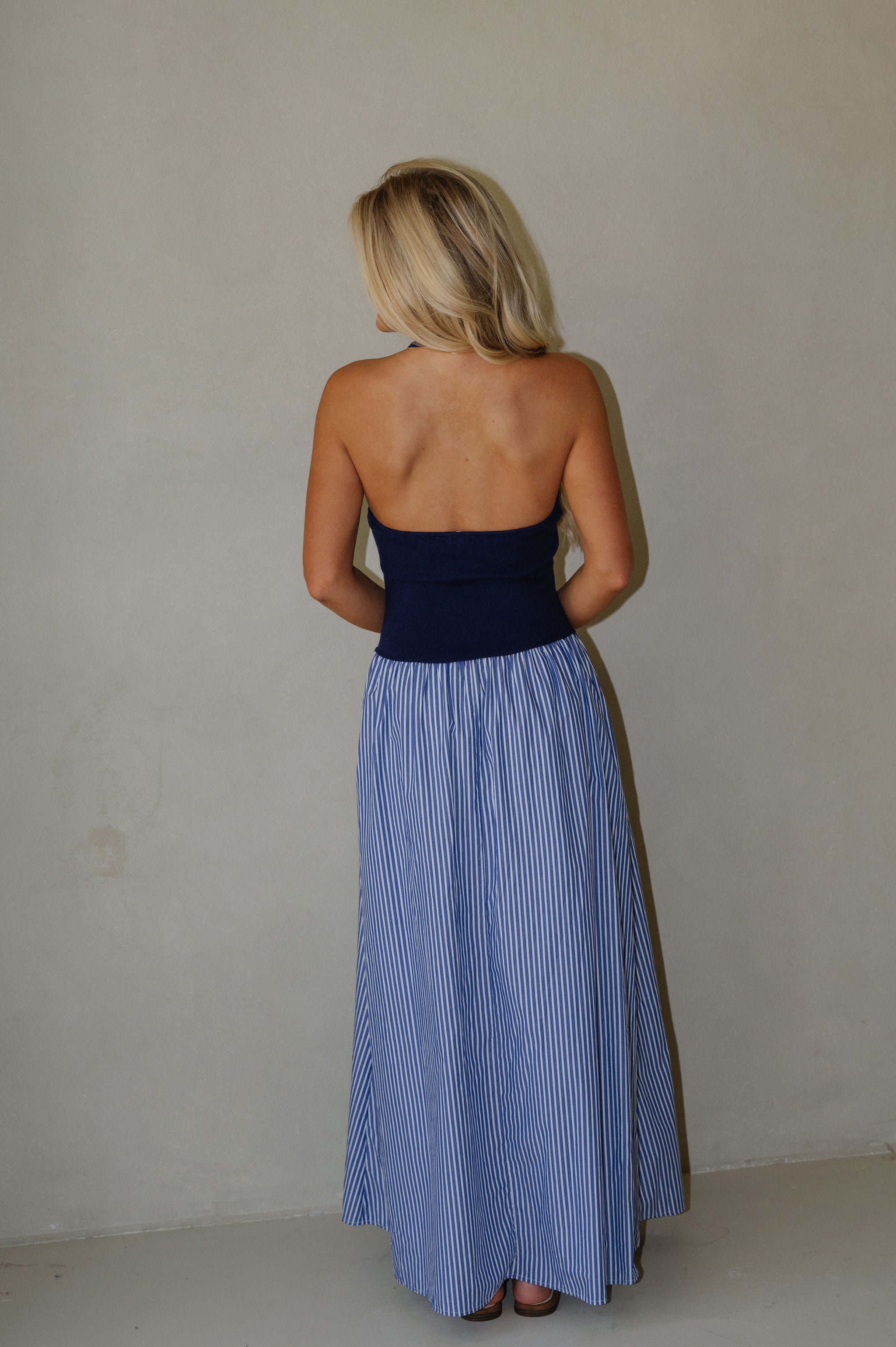 Hanna Striped Maxi Dress-Blue