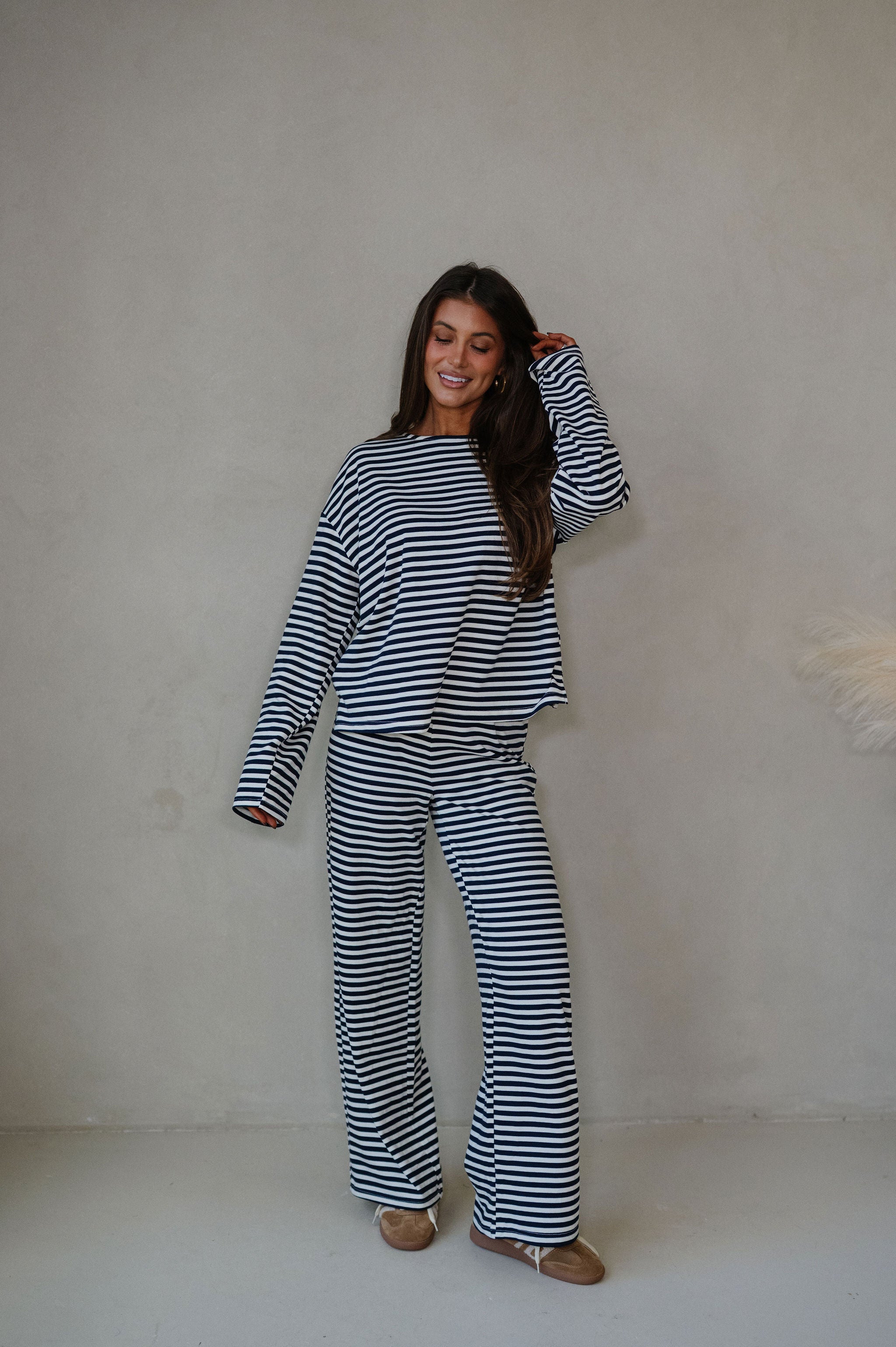 Bennett Striped Top-Navy