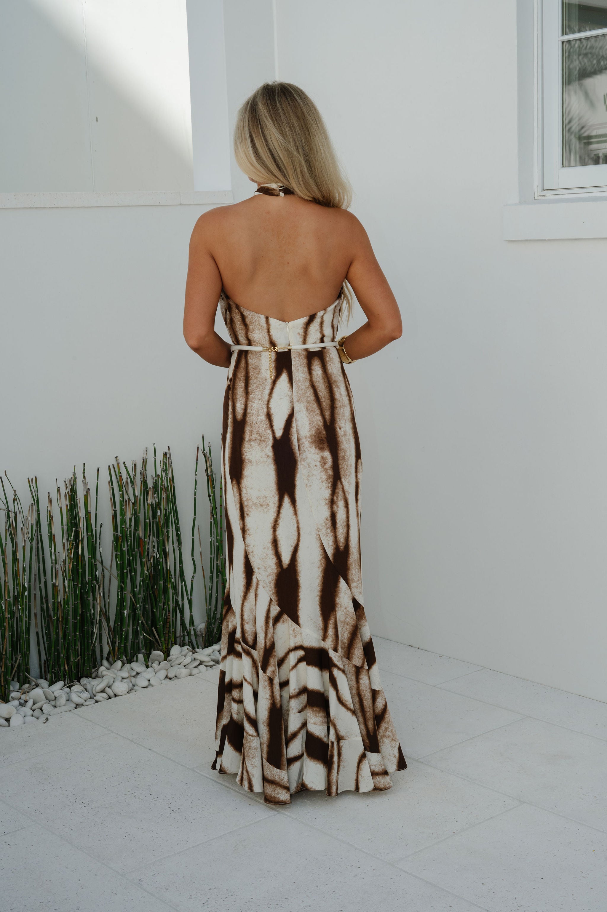 Safari Belted Halter Maxi Dress
