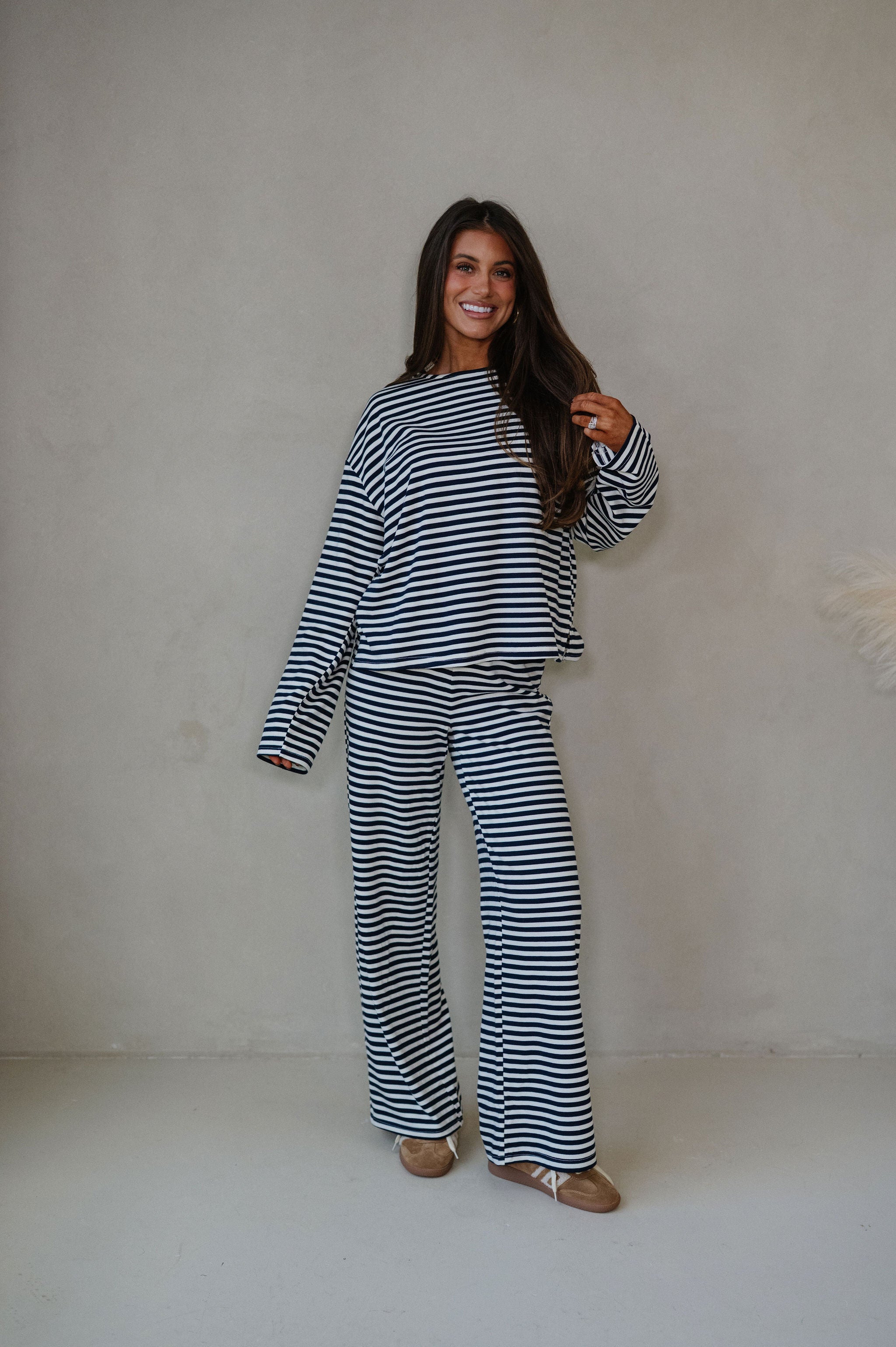 Bennett Striped Top-Navy