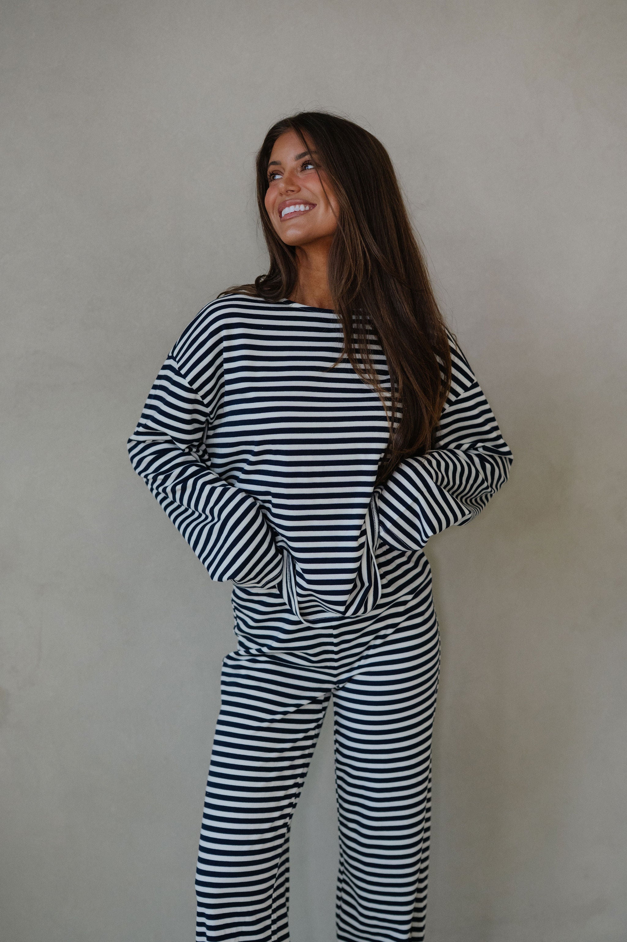 Bennett Striped Top-Navy