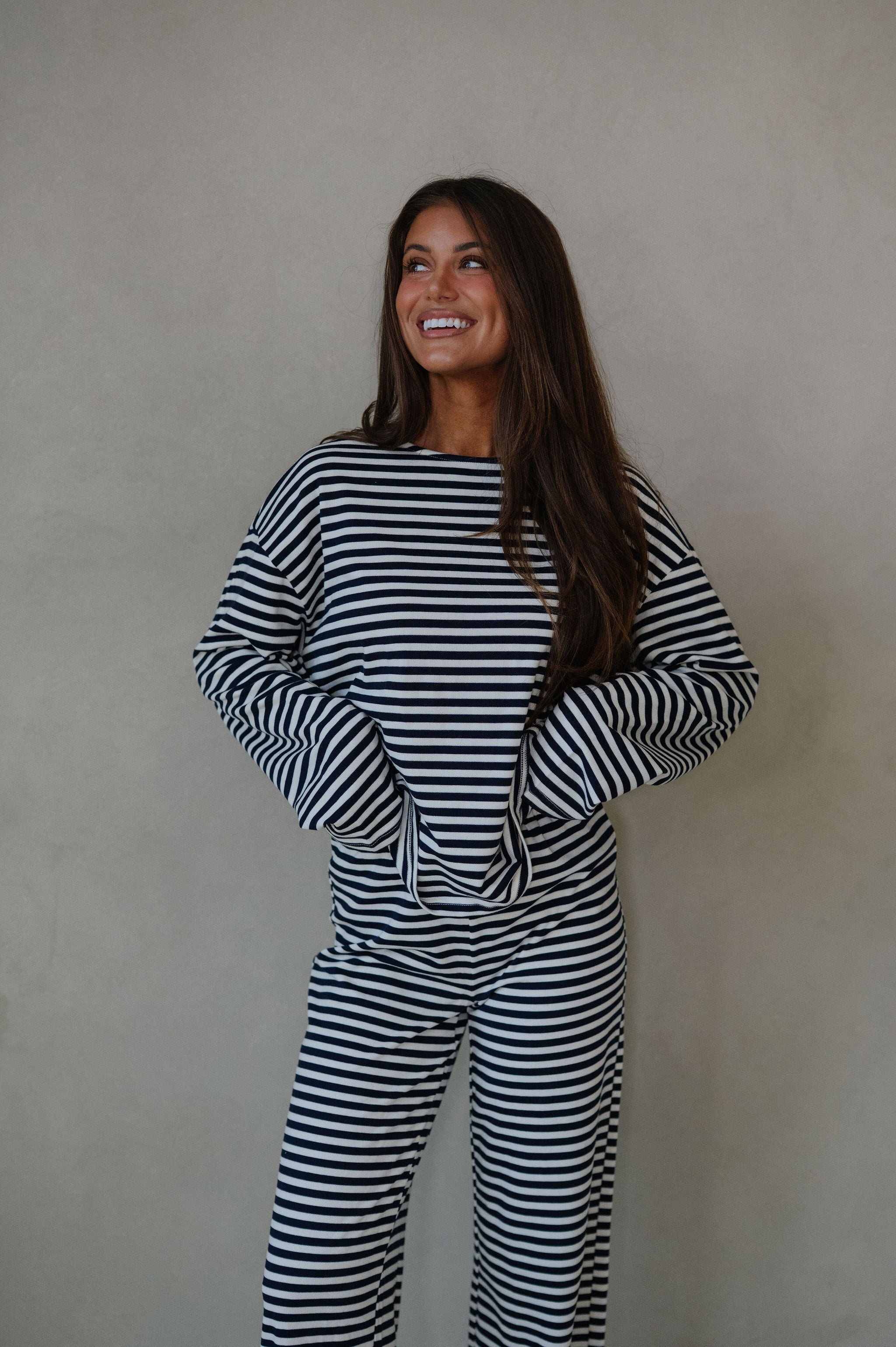 Bennett Striped Top-Navy