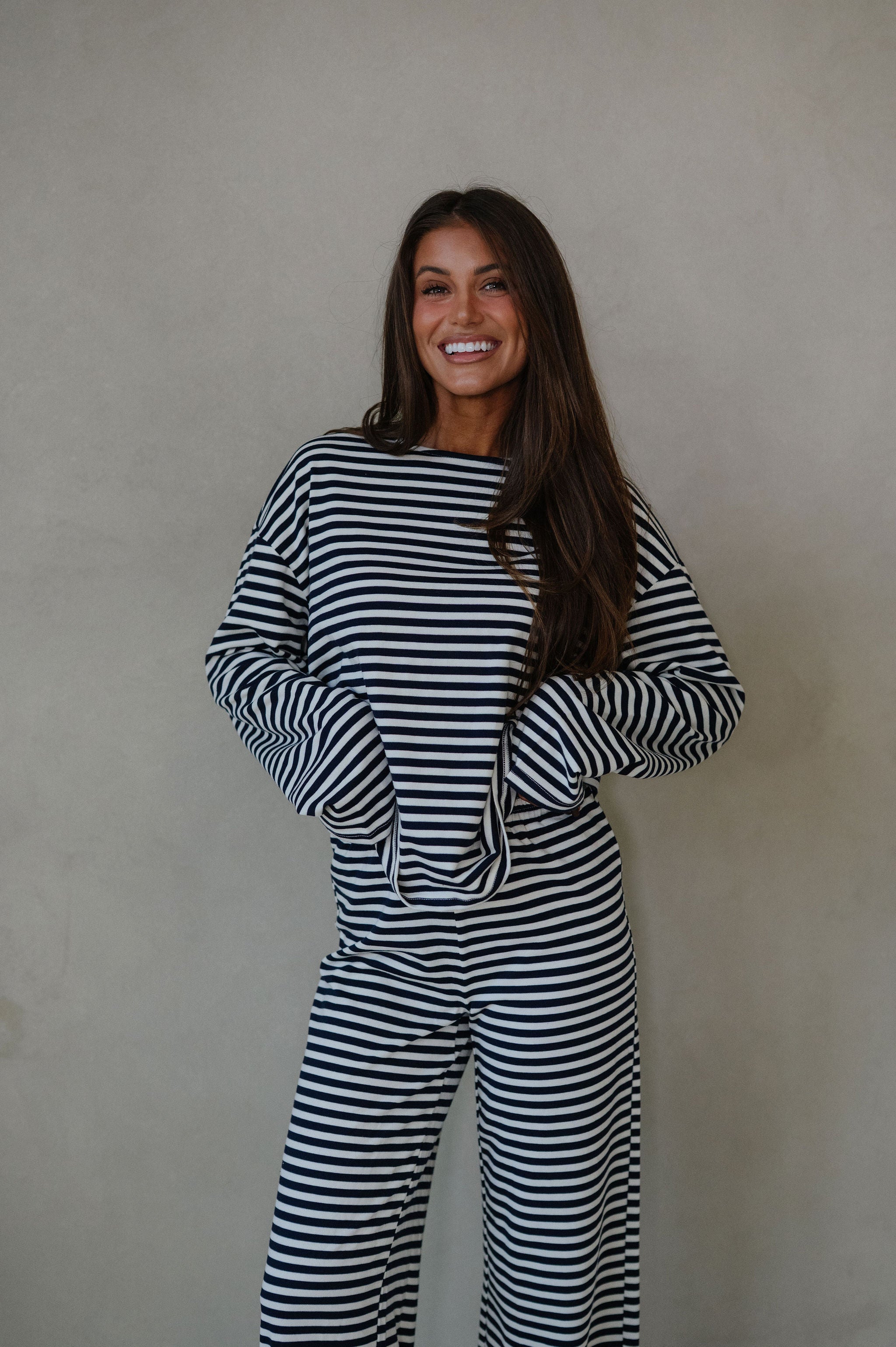 Bennett Striped Top-Navy