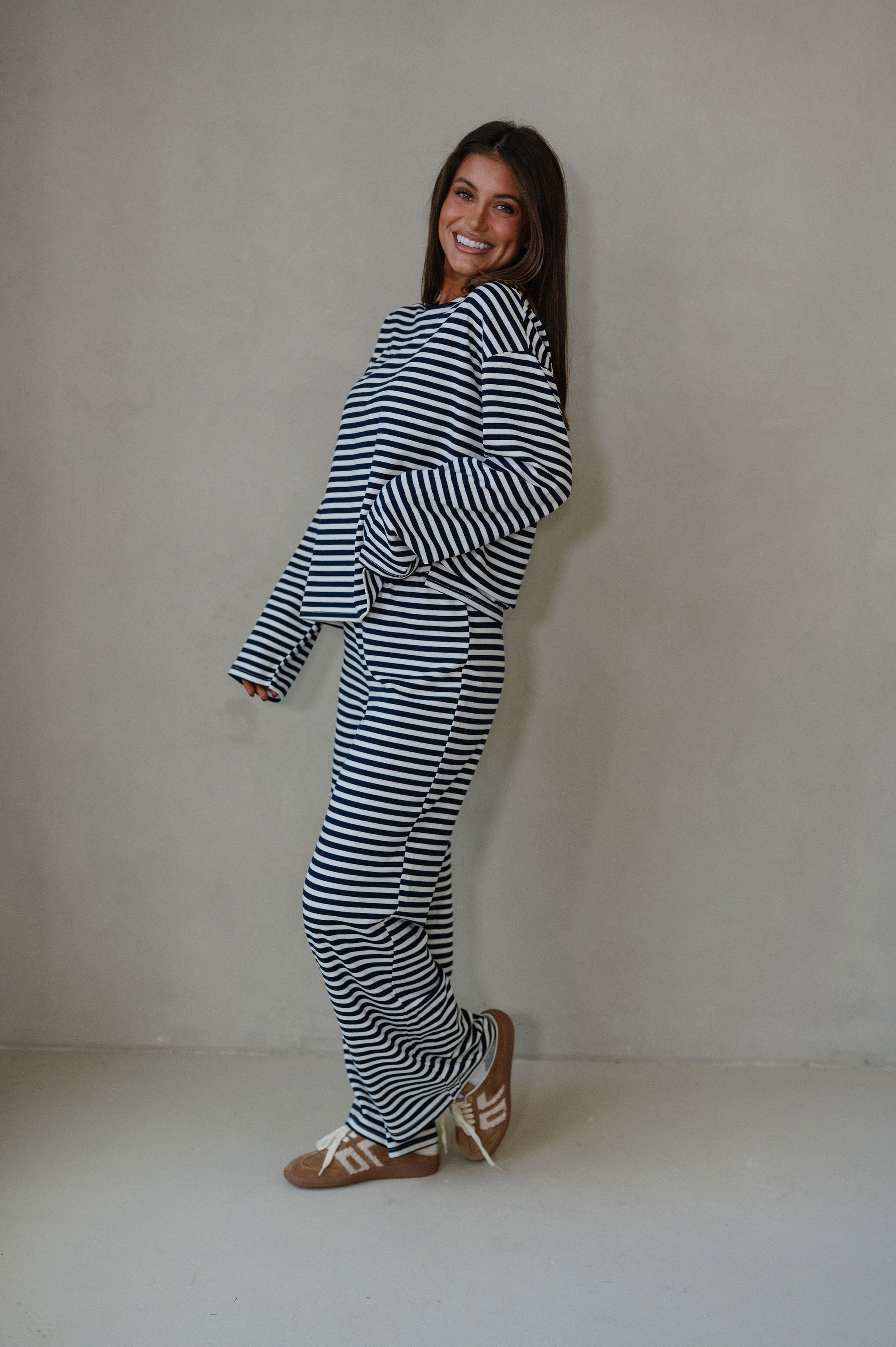 Bennett Striped Pants- Navy