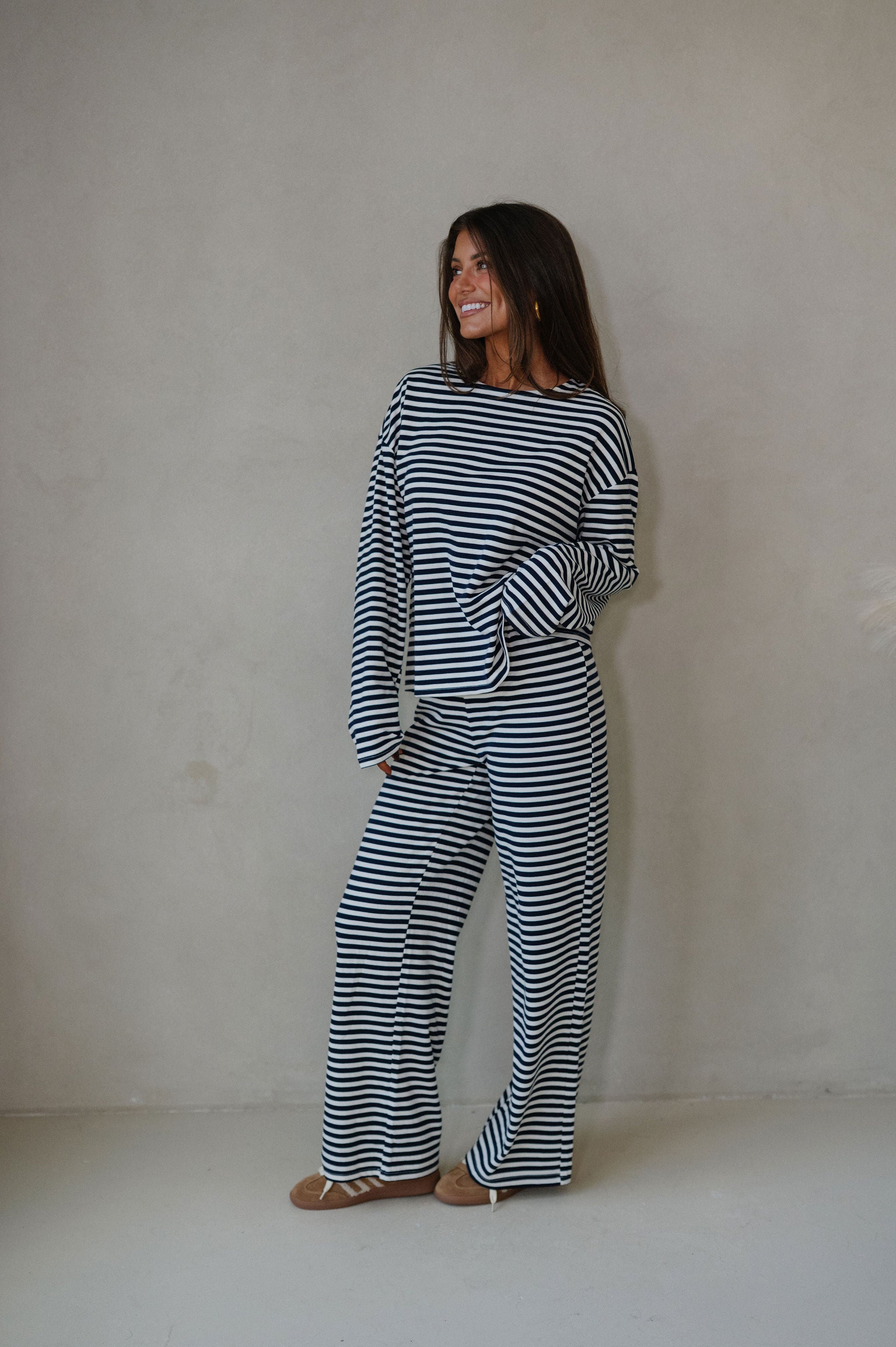 Bennett Striped Pants- Navy