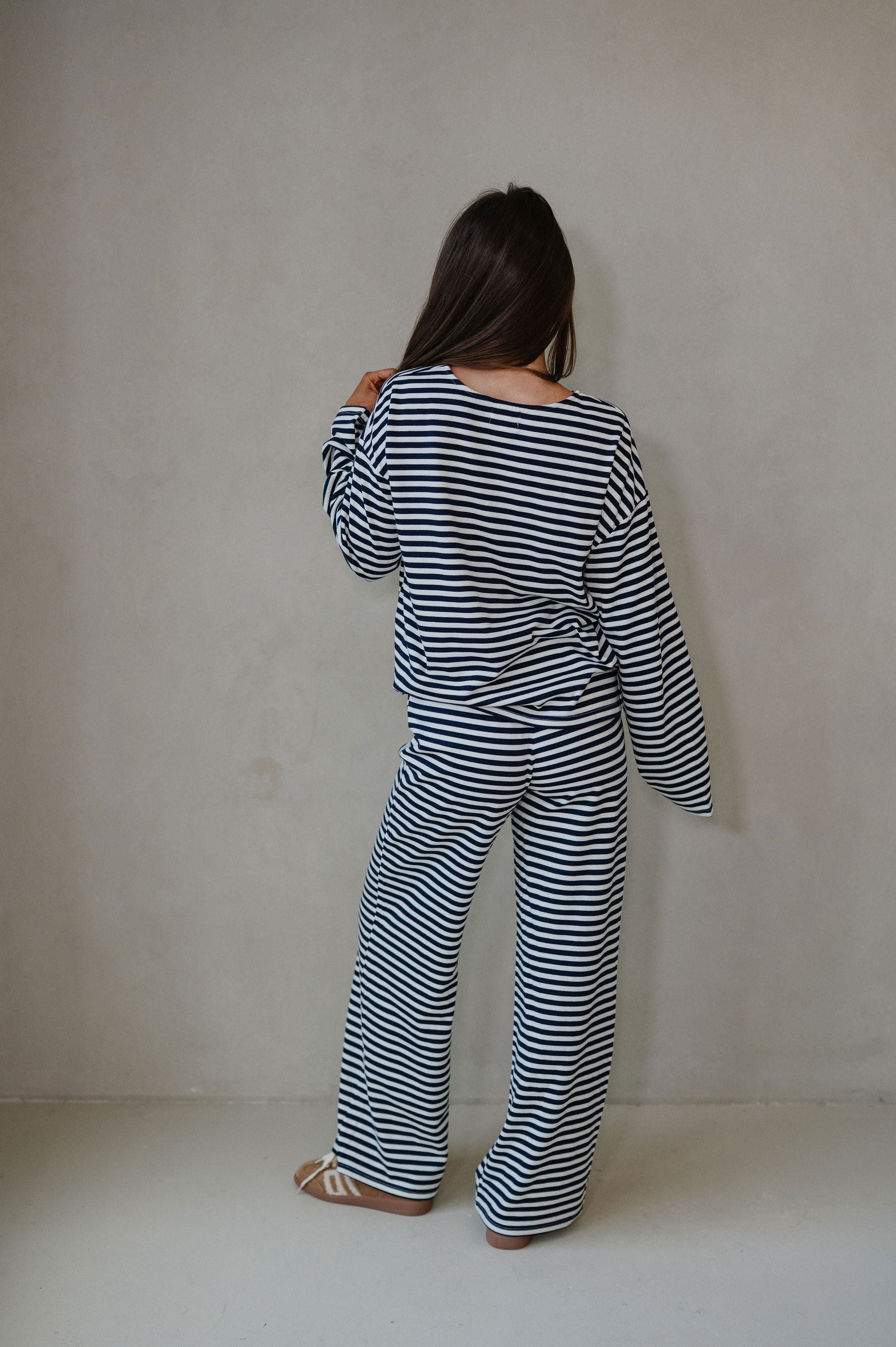 Bennett Striped Top-Navy
