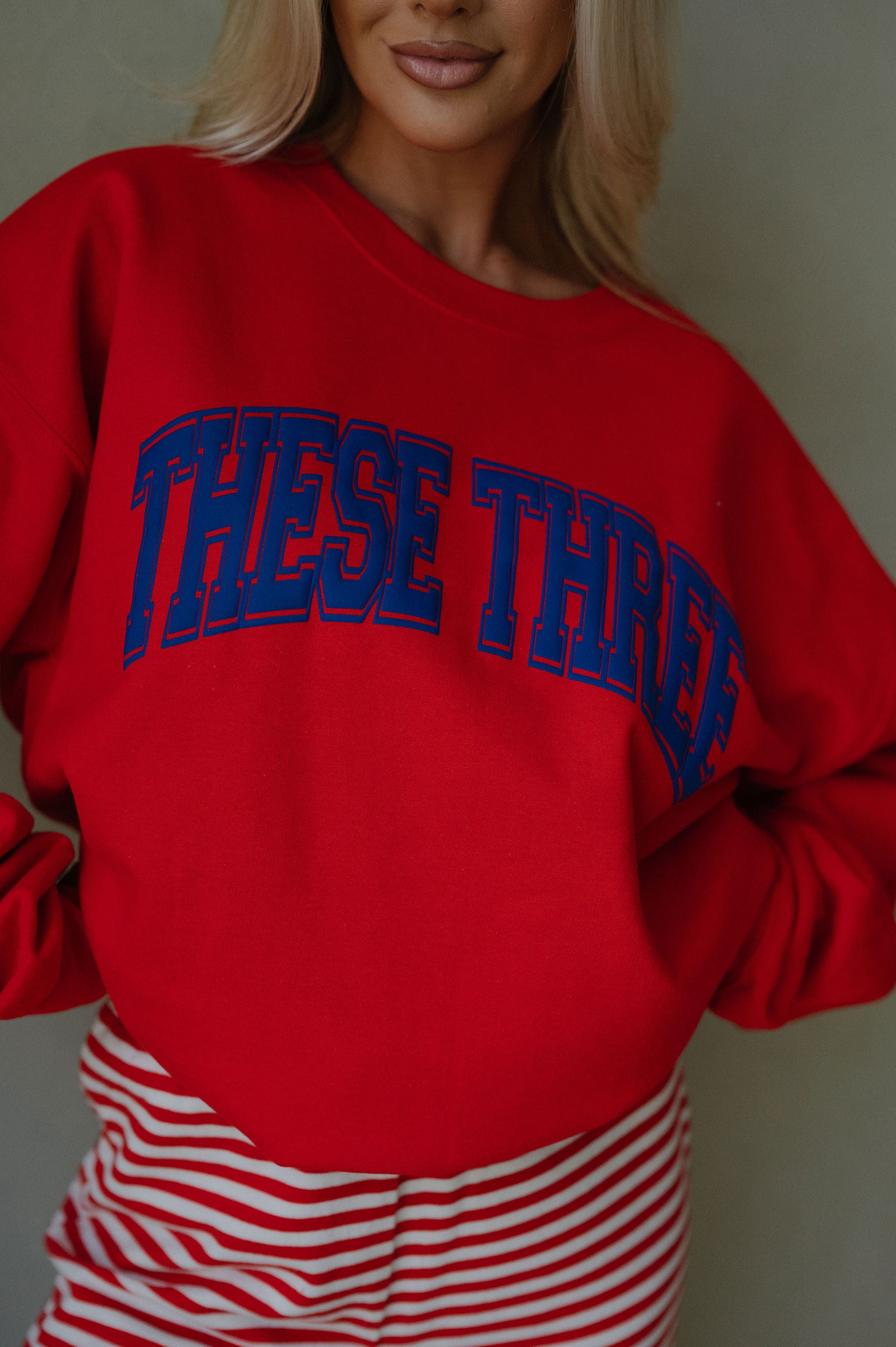 These Three Crewneck Sweatshirt-Red/Blue