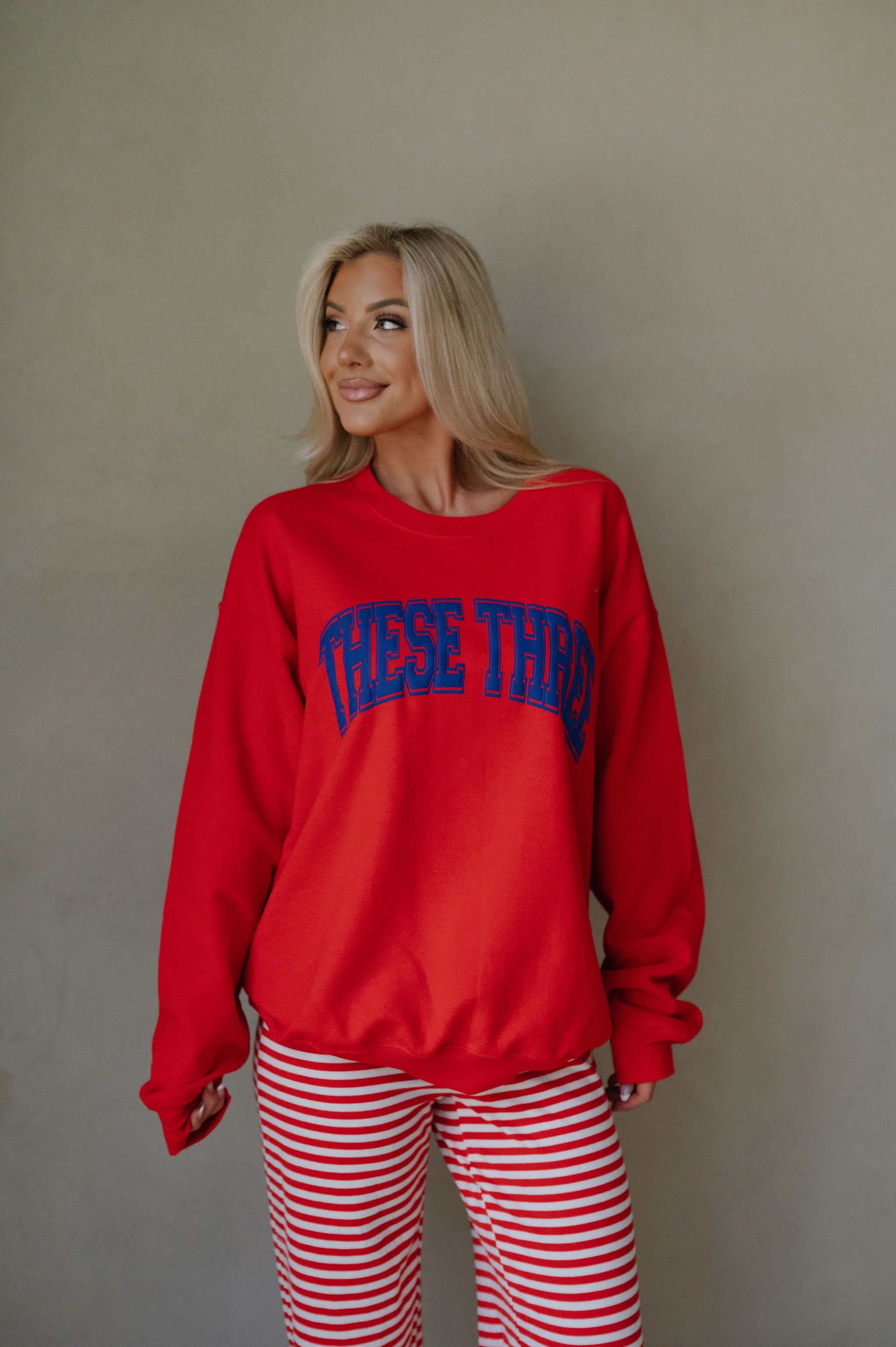 These Three Crewneck Sweatshirt-Red/Blue