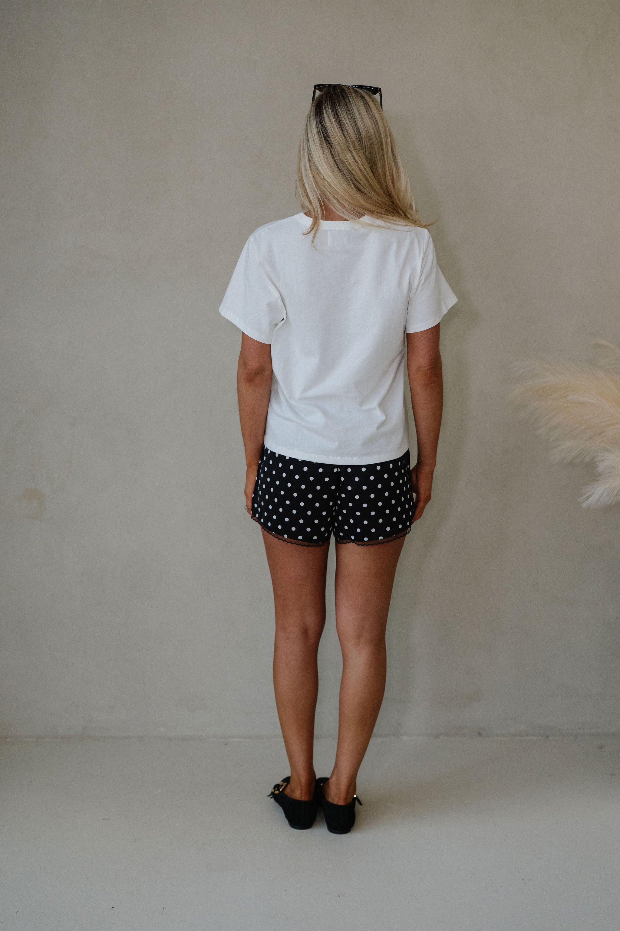 Devon Polka Dot Satin Shorts-Black