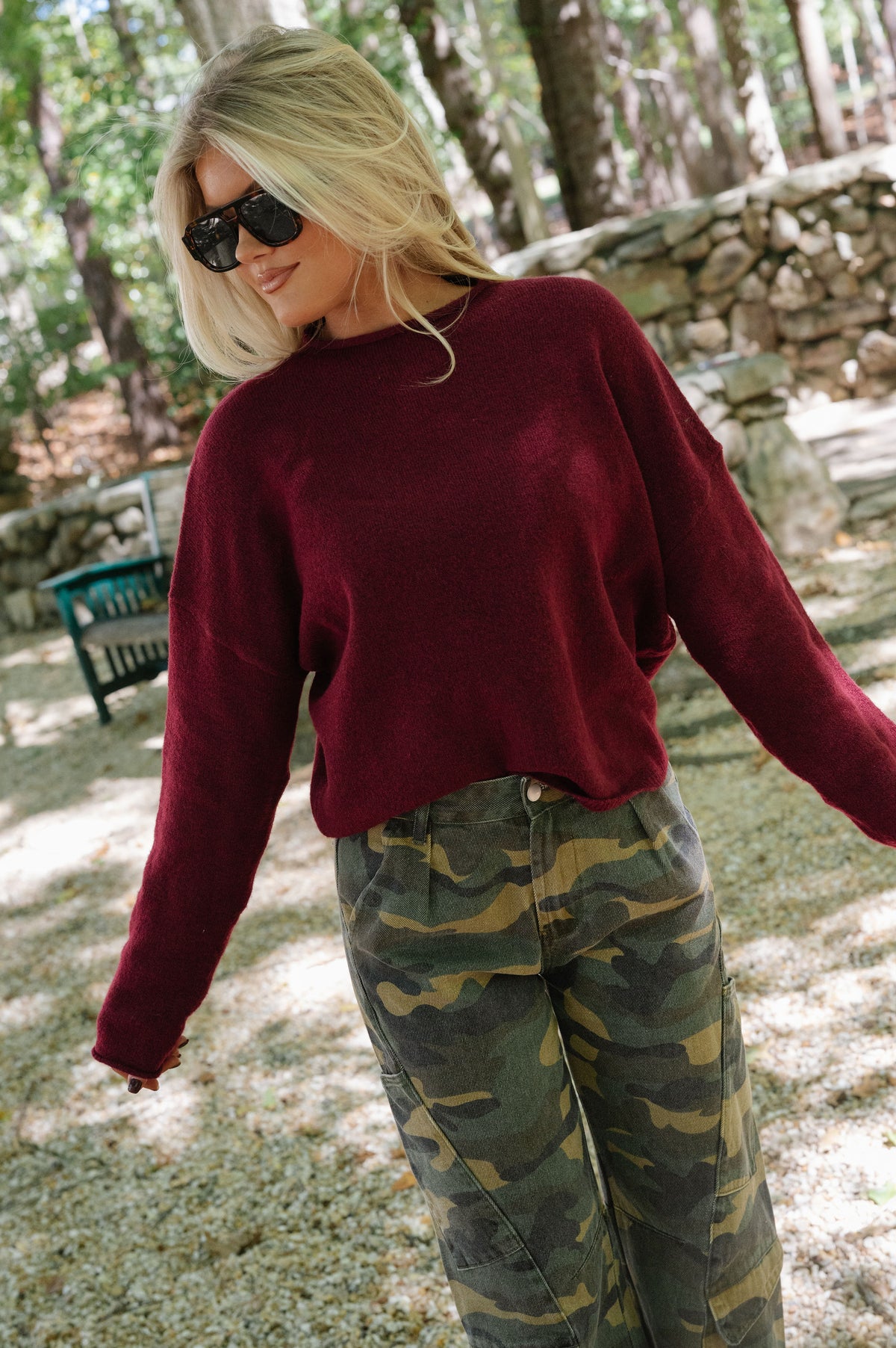 Oversized Piper Pullover-Wine