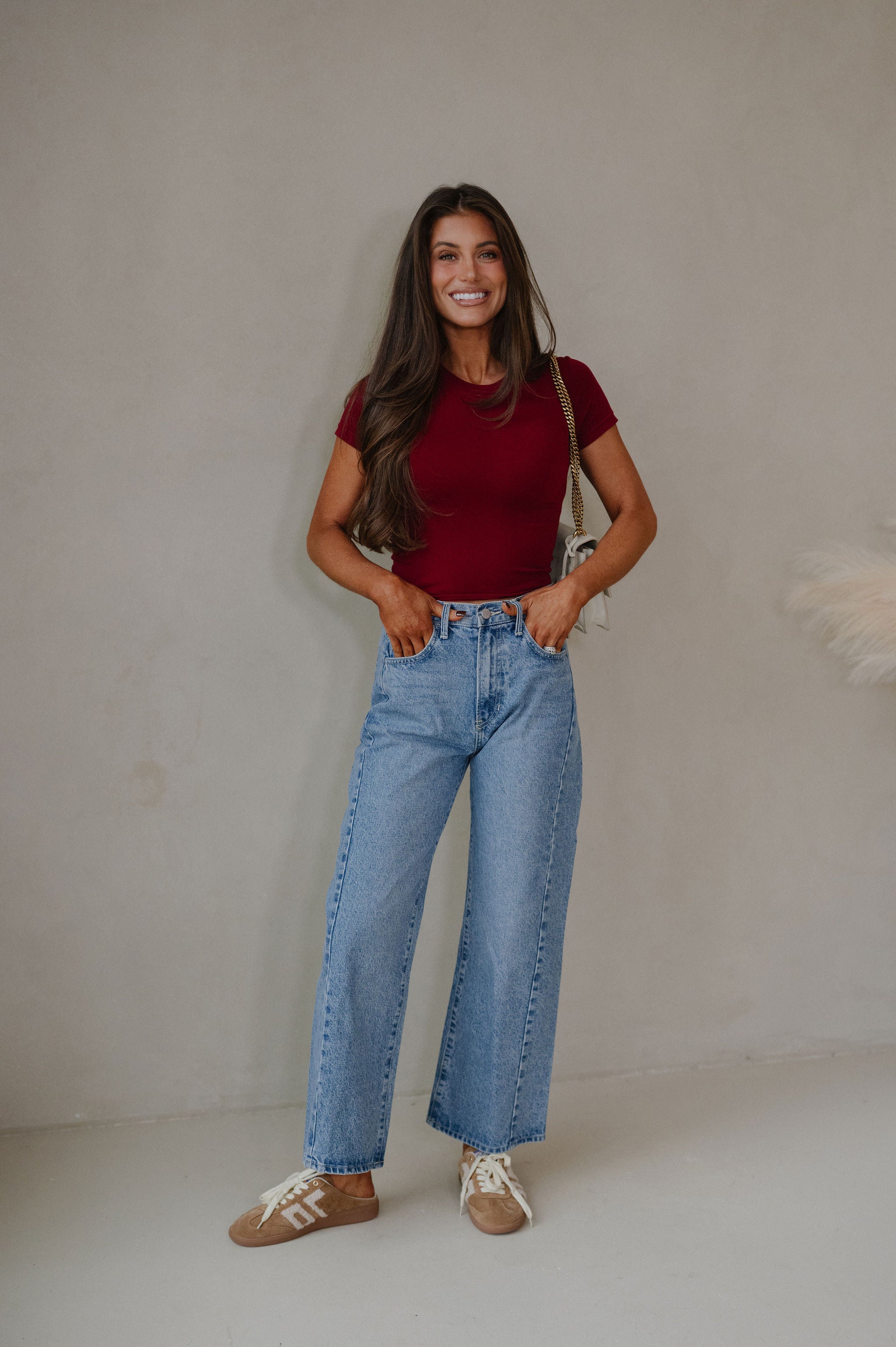 Seamless Short Sleeve Top-Burgundy