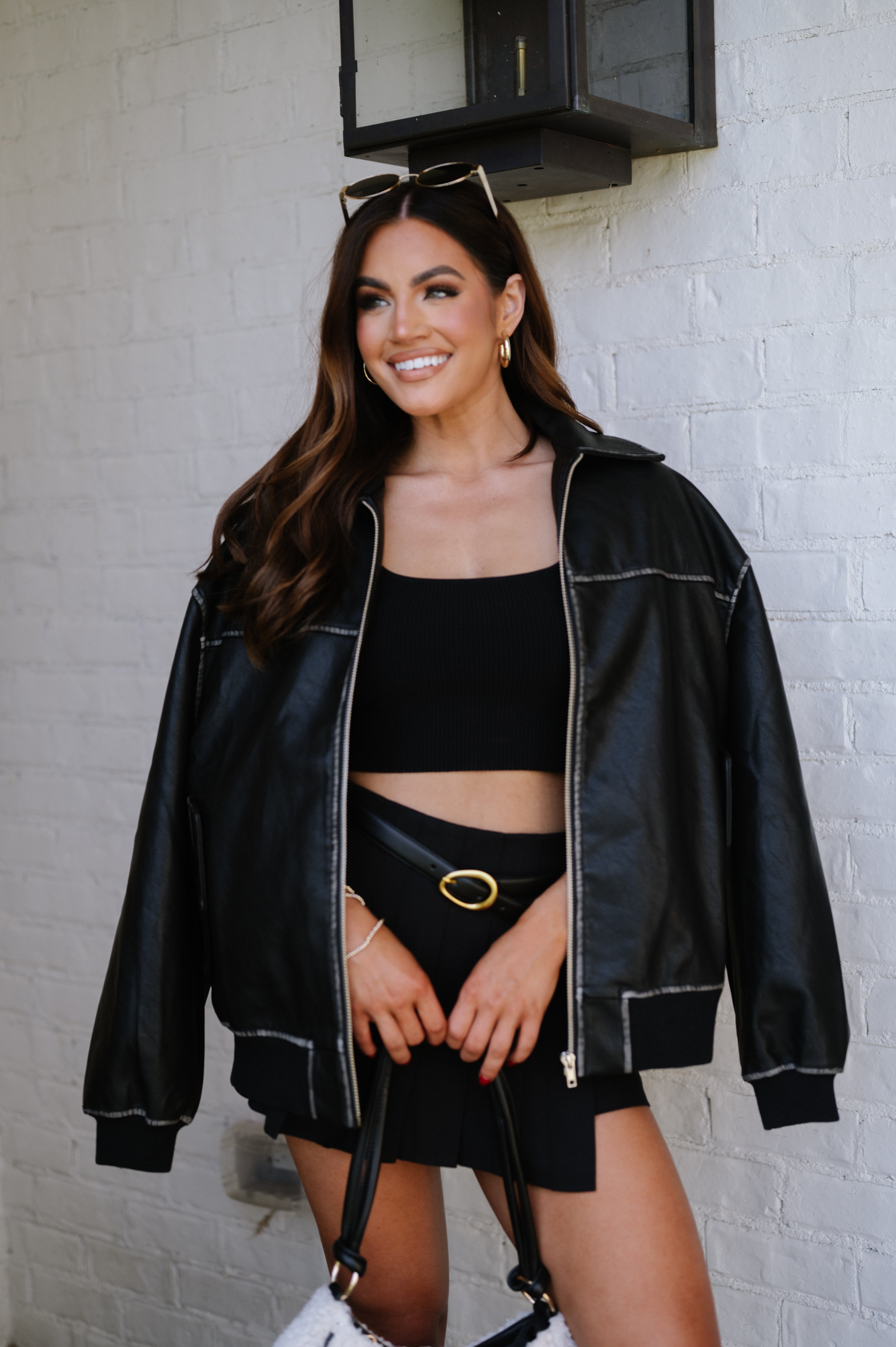 Poppi Faux Leather Jacket-Black