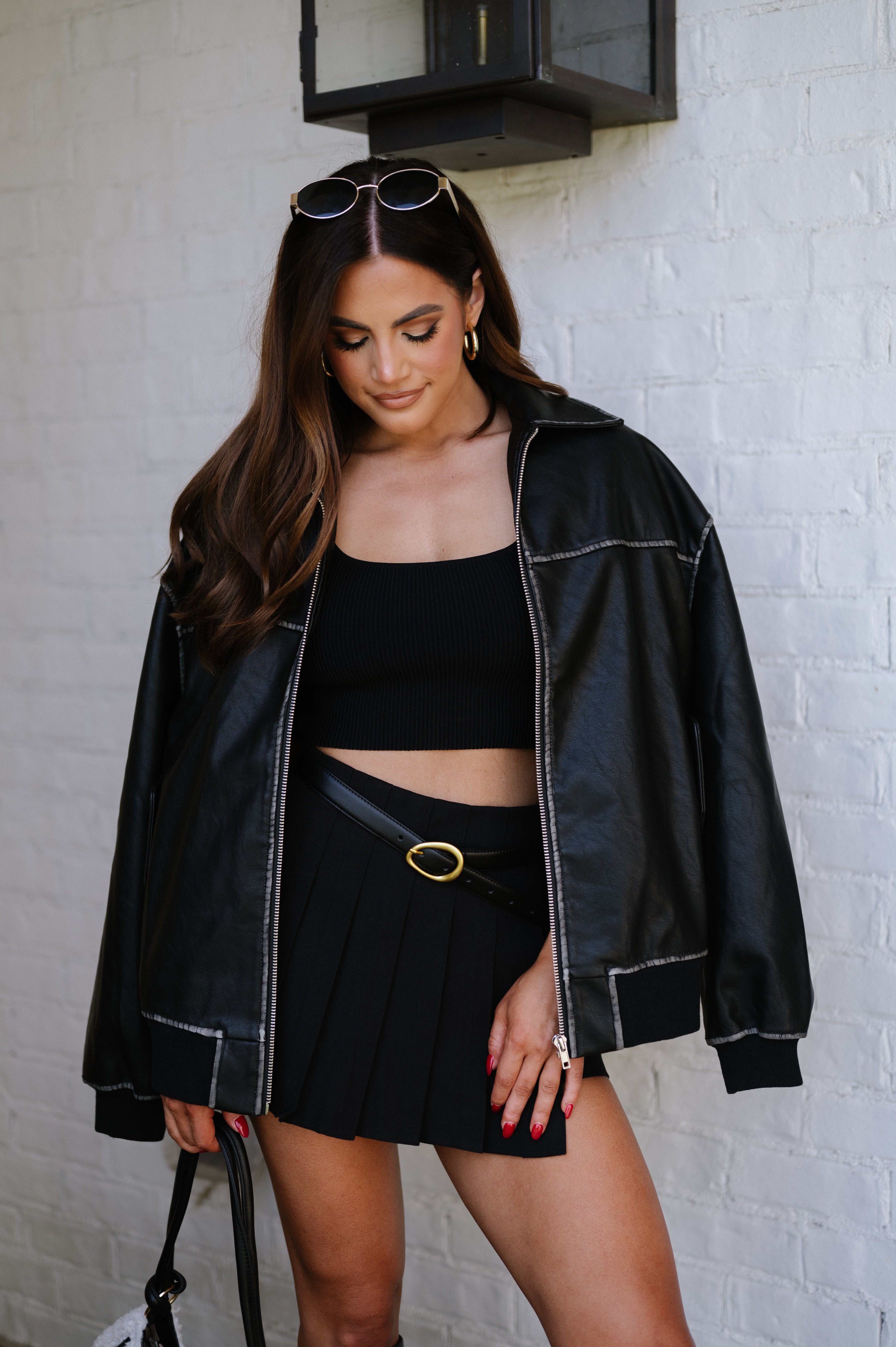 Poppi Faux Leather Jacket-Black