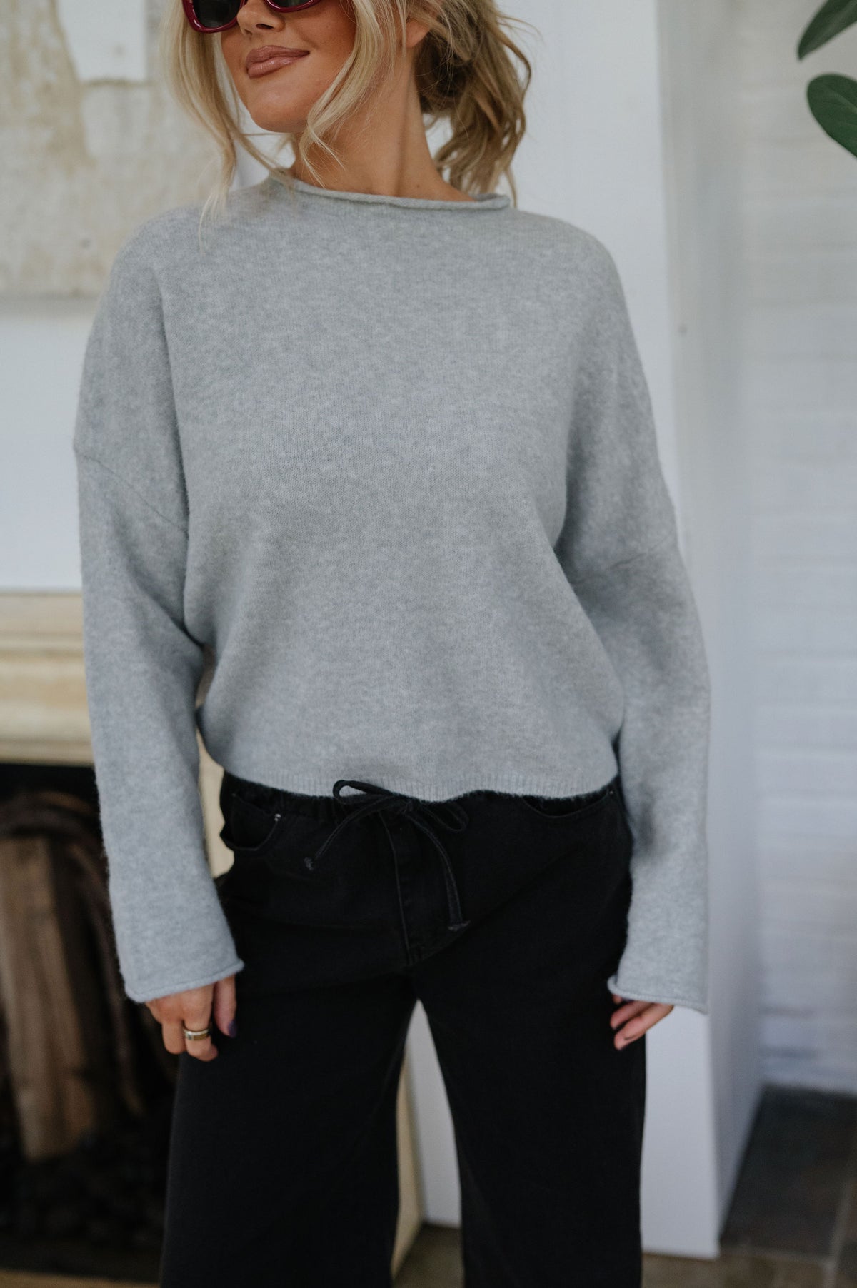Oversized Piper Pullover-Light Grey