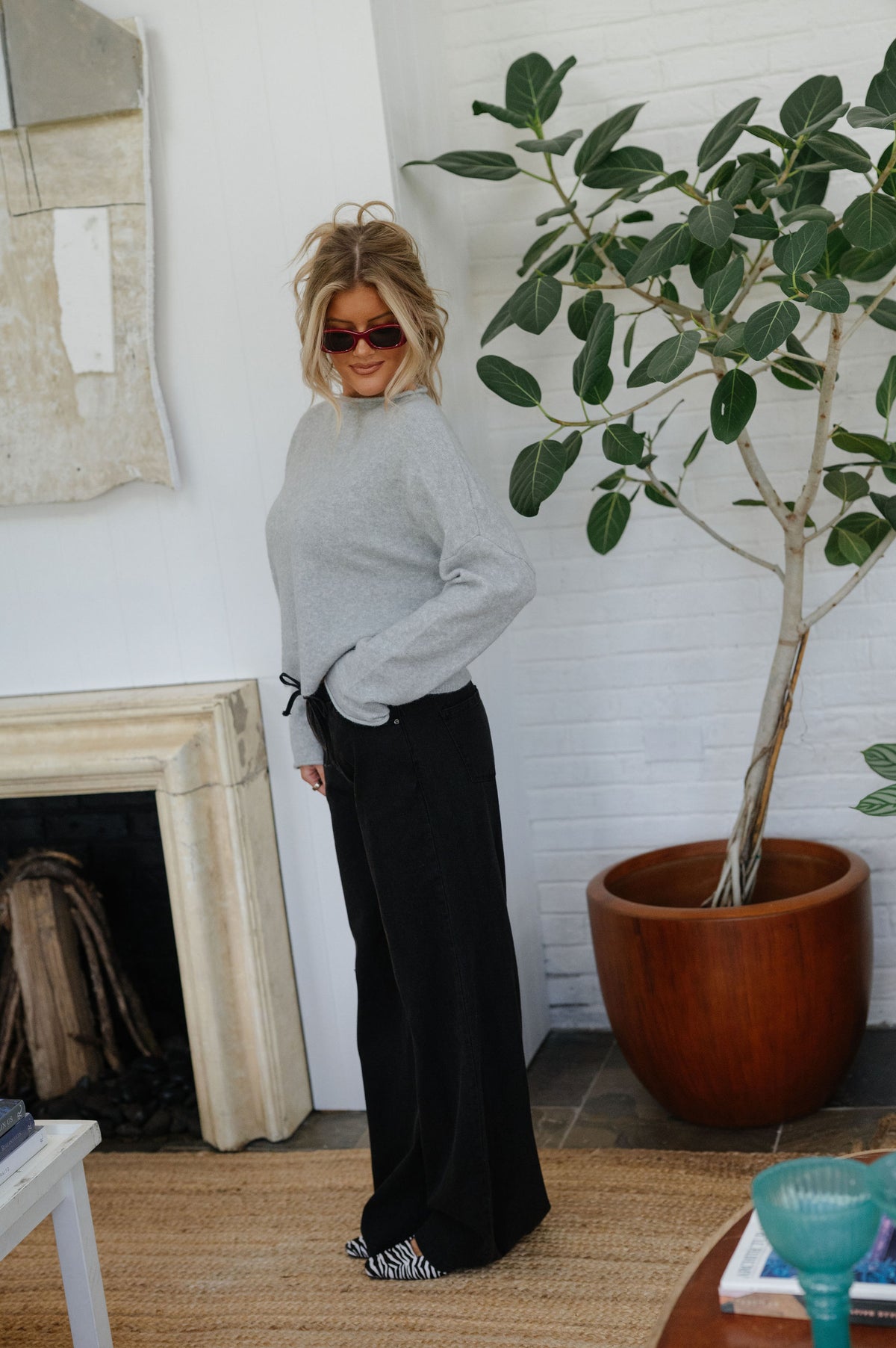 Oversized Piper Pullover-Light Grey