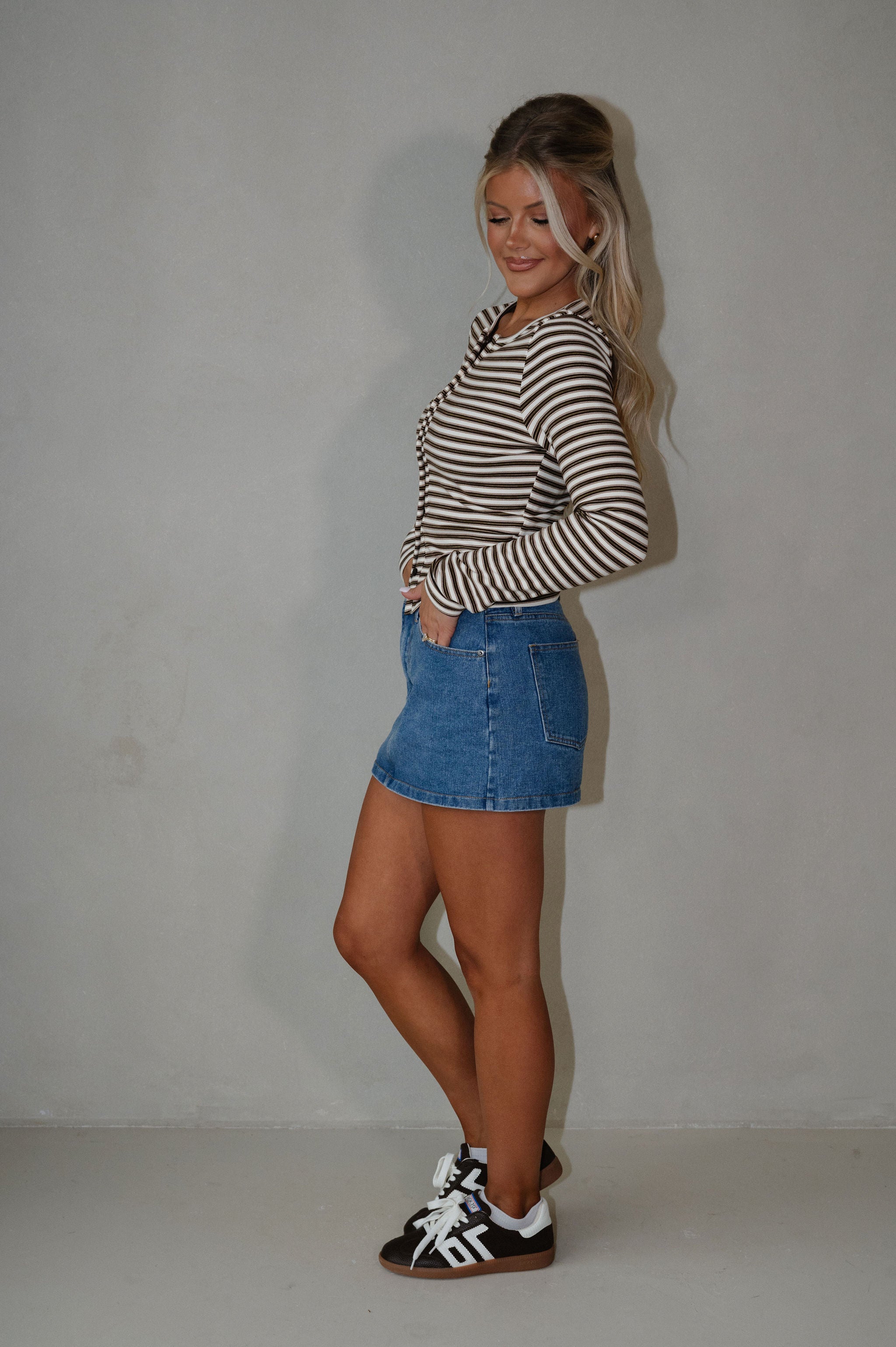 Freddie Striped Cardigan-Chocolate