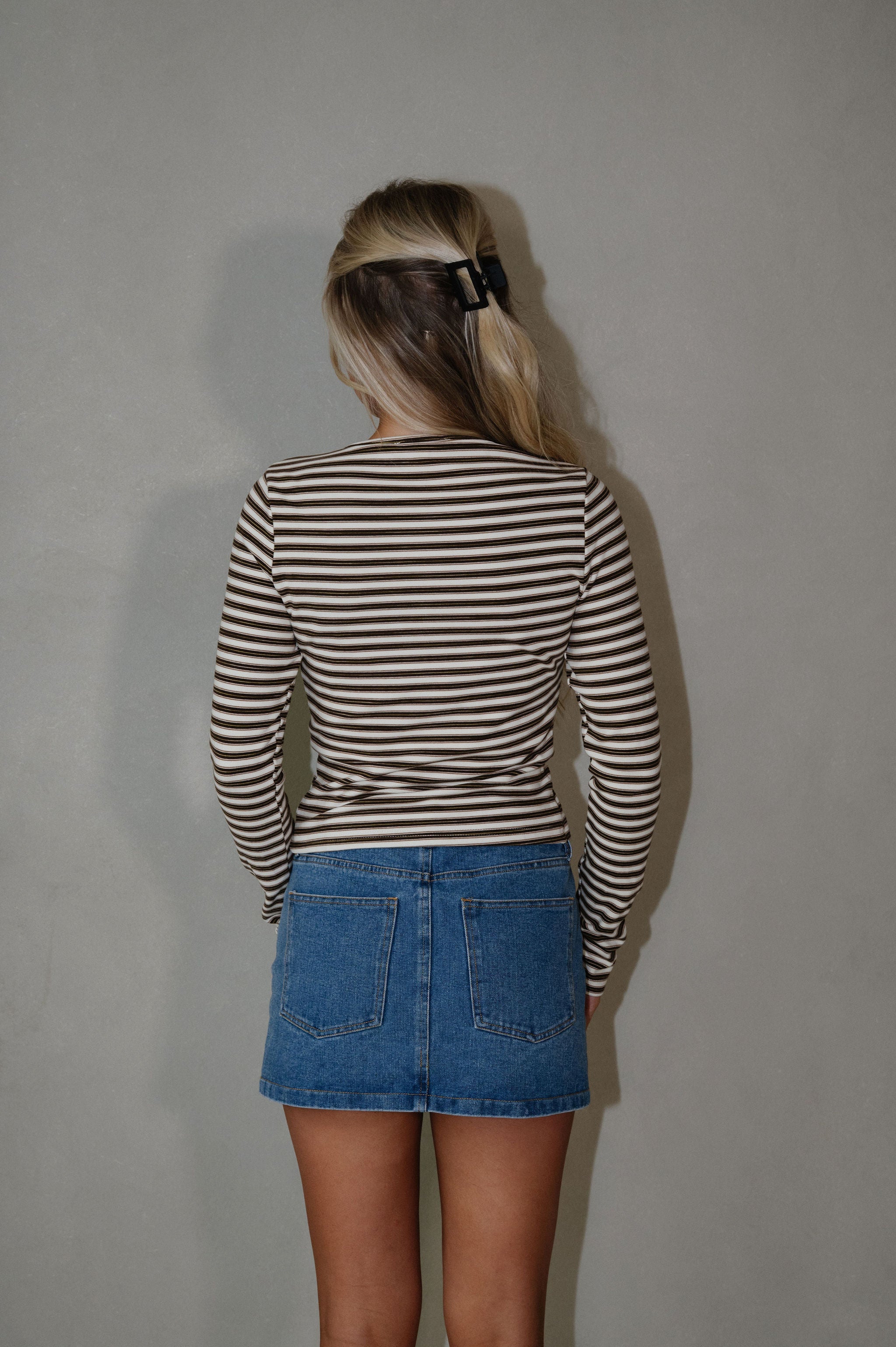 Freddie Striped Cardigan-Chocolate