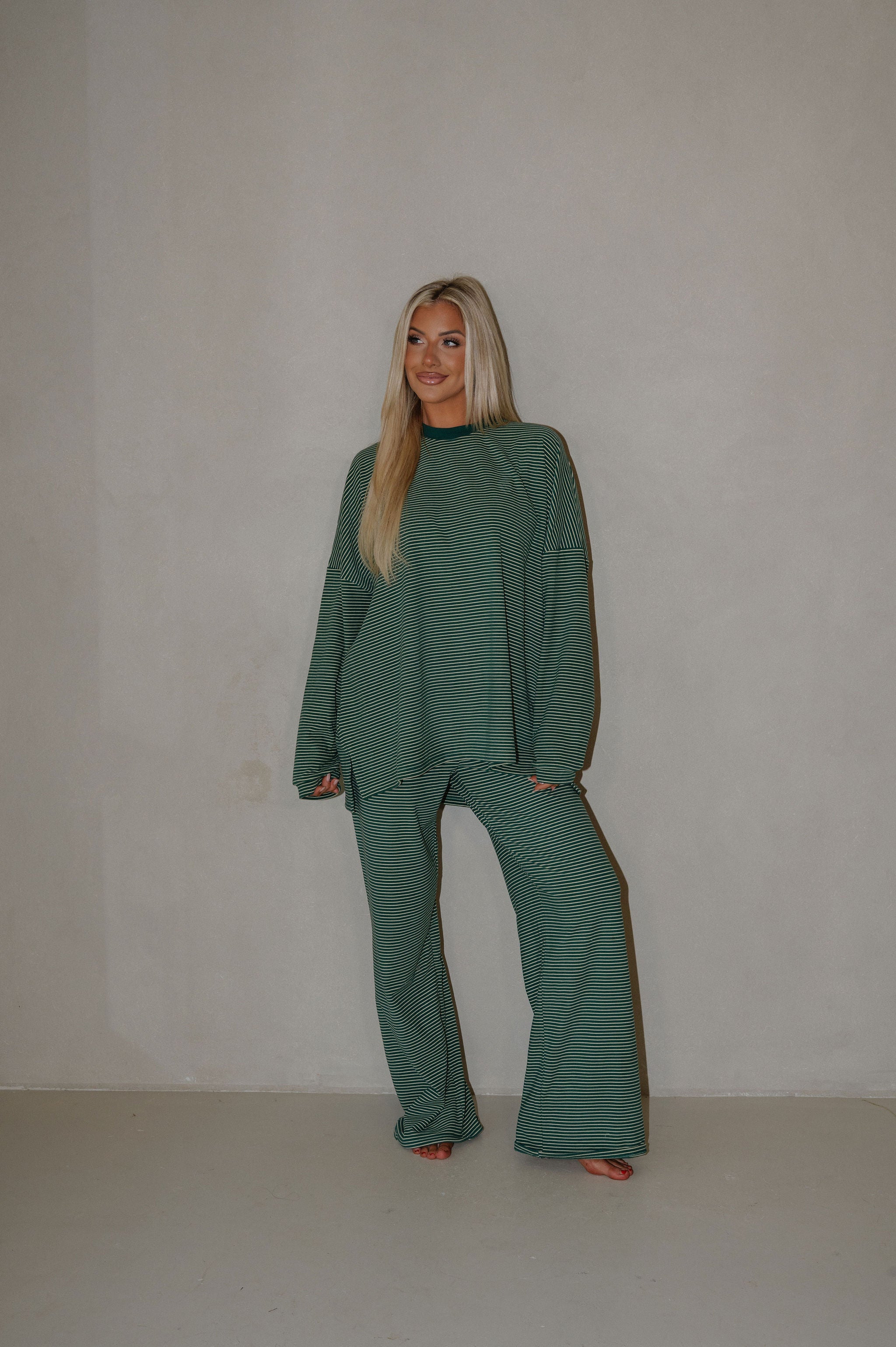 Nelly Striped Pants-Green