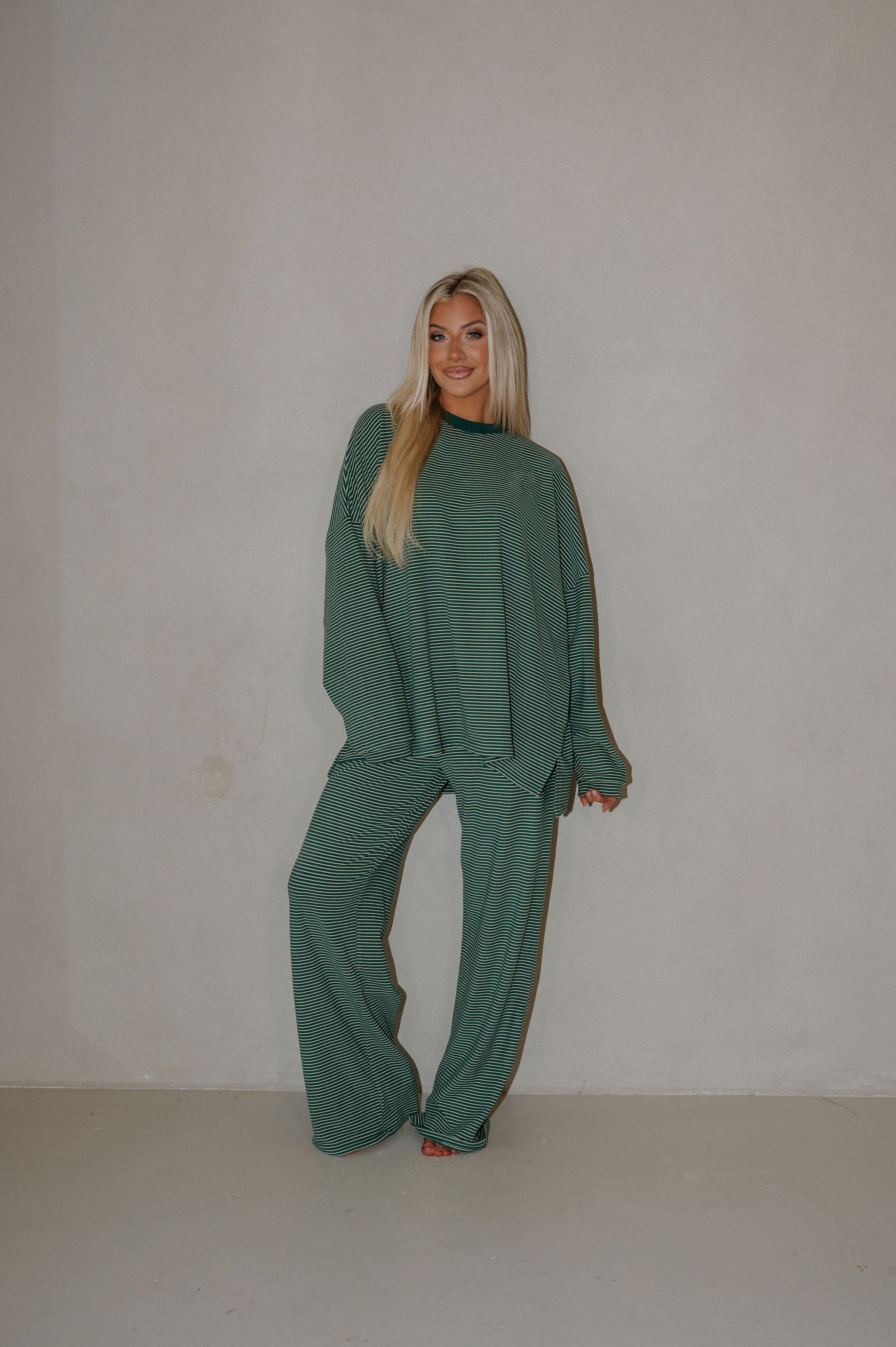 Nelly Striped Pants-Green