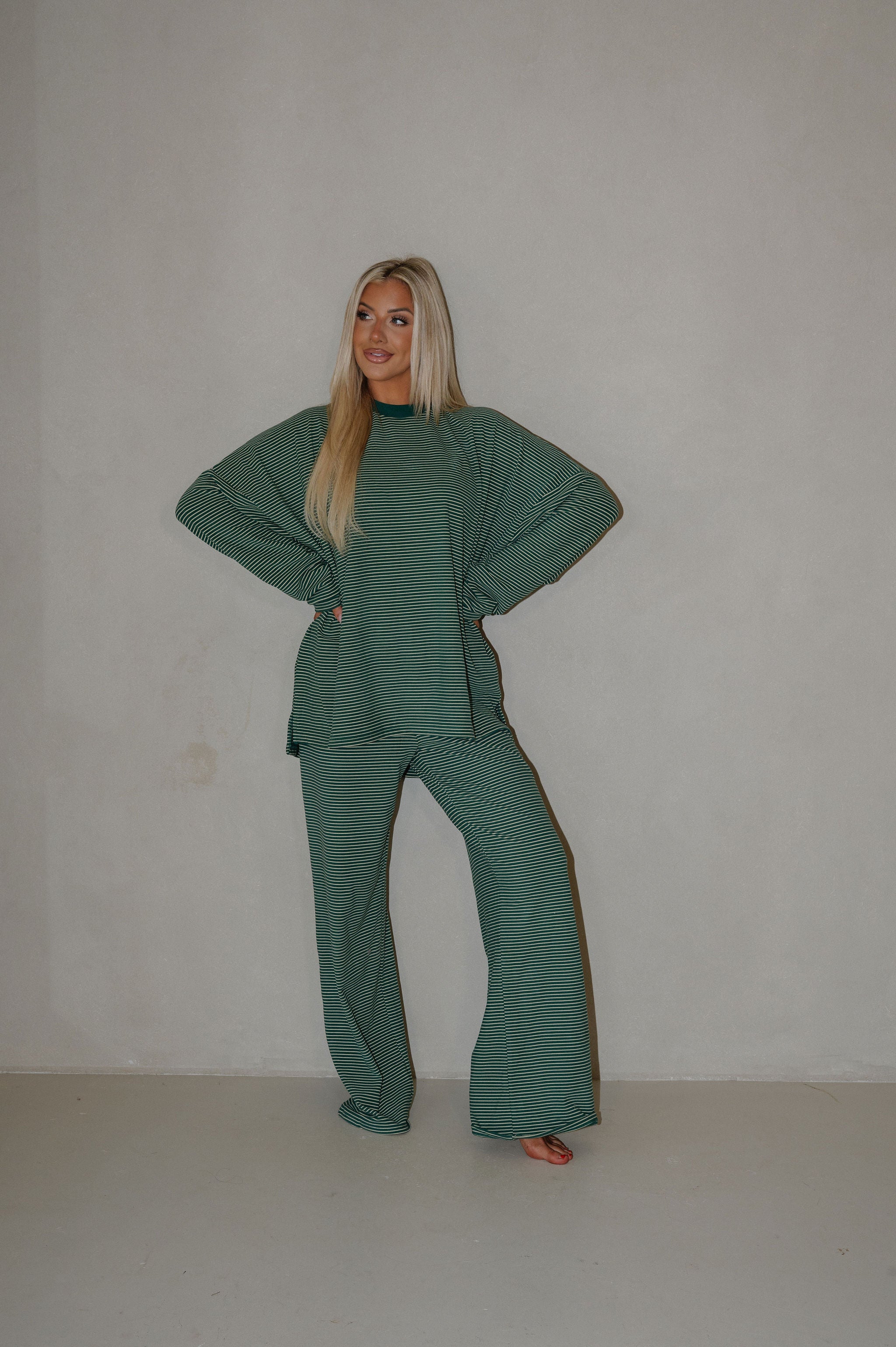 Nelly Striped Pants-Green