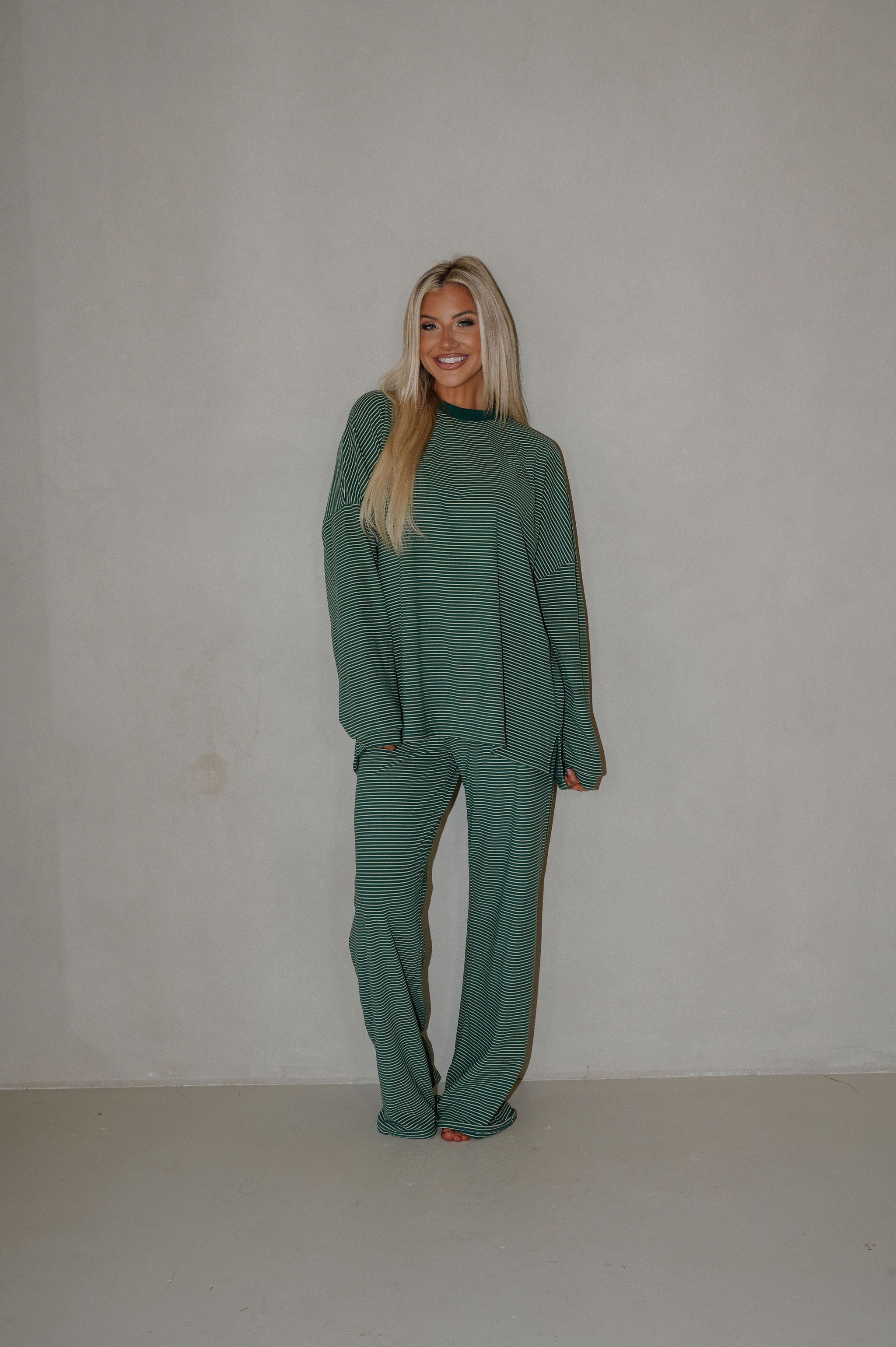 Nelly Striped Pants-Green