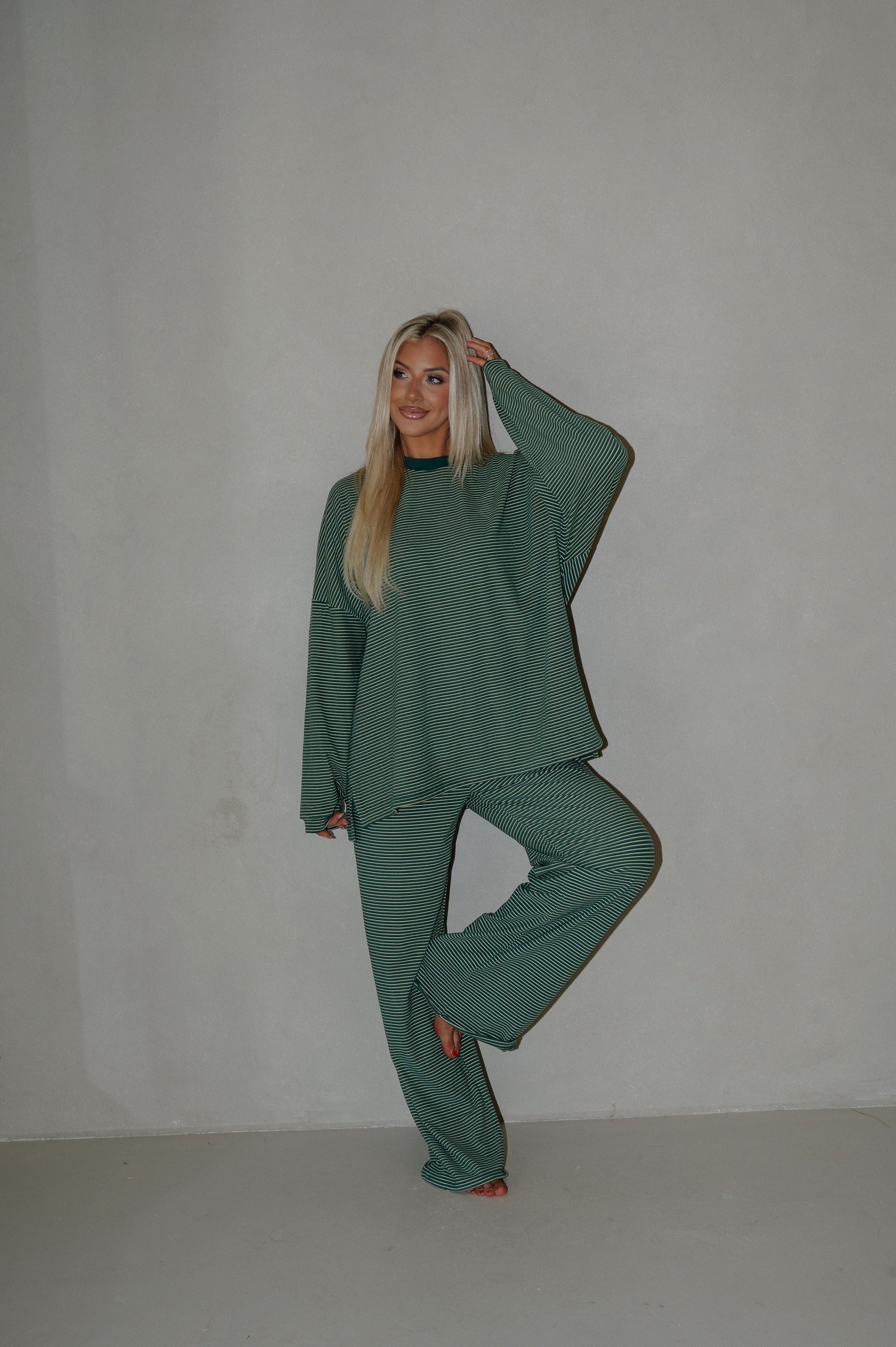 Nelly Striped Pants-Green
