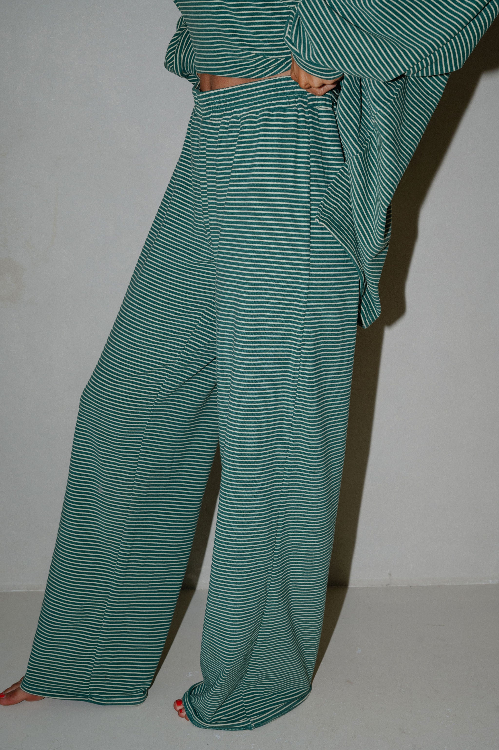 Nelly Striped Pants-Green