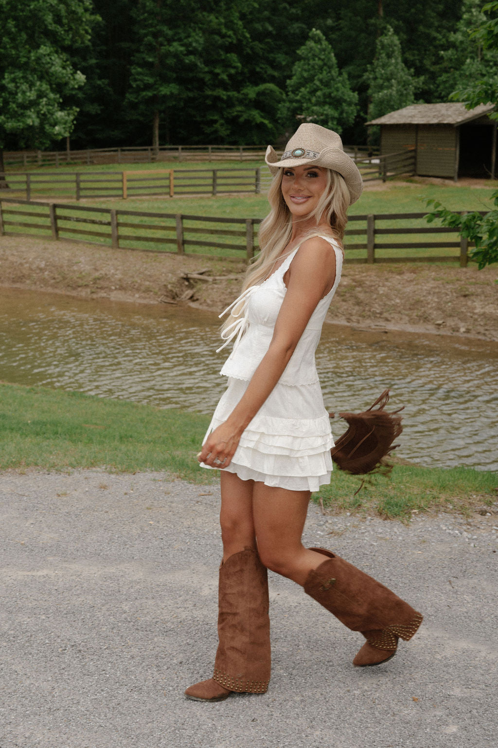 Loretta Tie Front Set-Off White