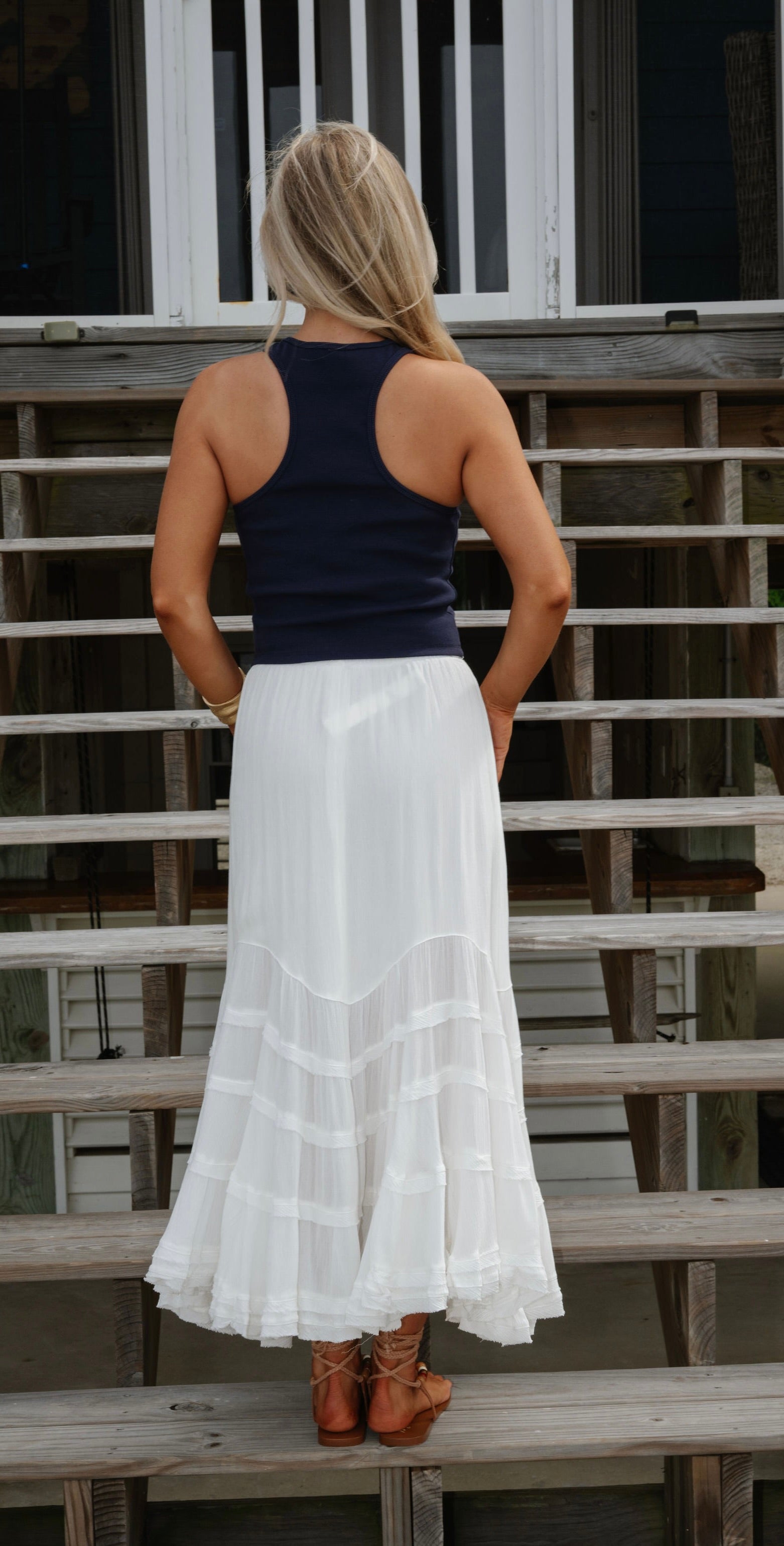 Beaded Fish Tank Top- Navy